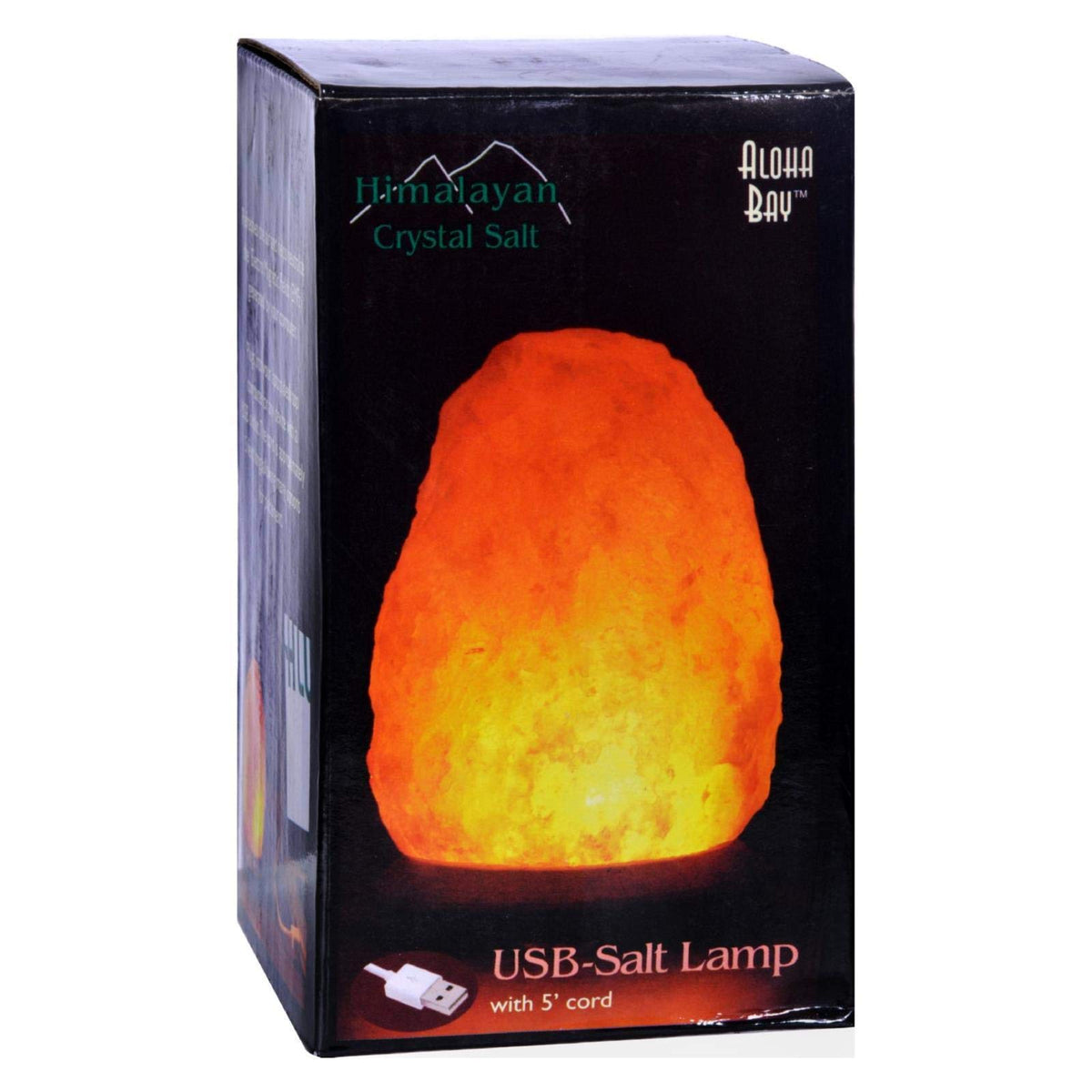 Aloha Bay Himalayan Salt Lamp With Usb Plug - Natural Orange Wood Base, Relaxing Glow