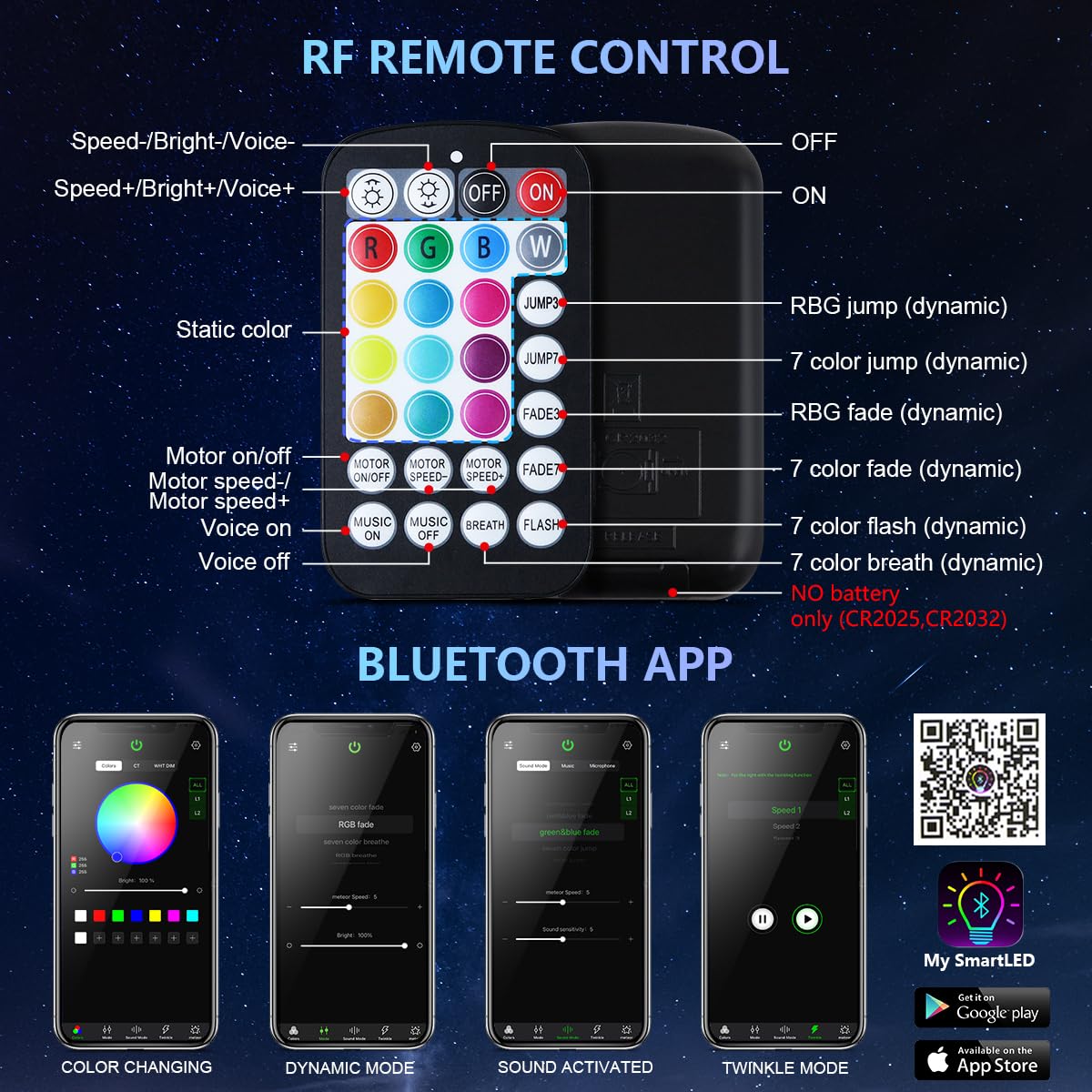 WEBUPAR Starlight Headliner Kit - RGBW Fiber Optic Car Lights, 650 pcs, 0.03in x 9.8ft, Bluetooth APP & Remote Control, Color