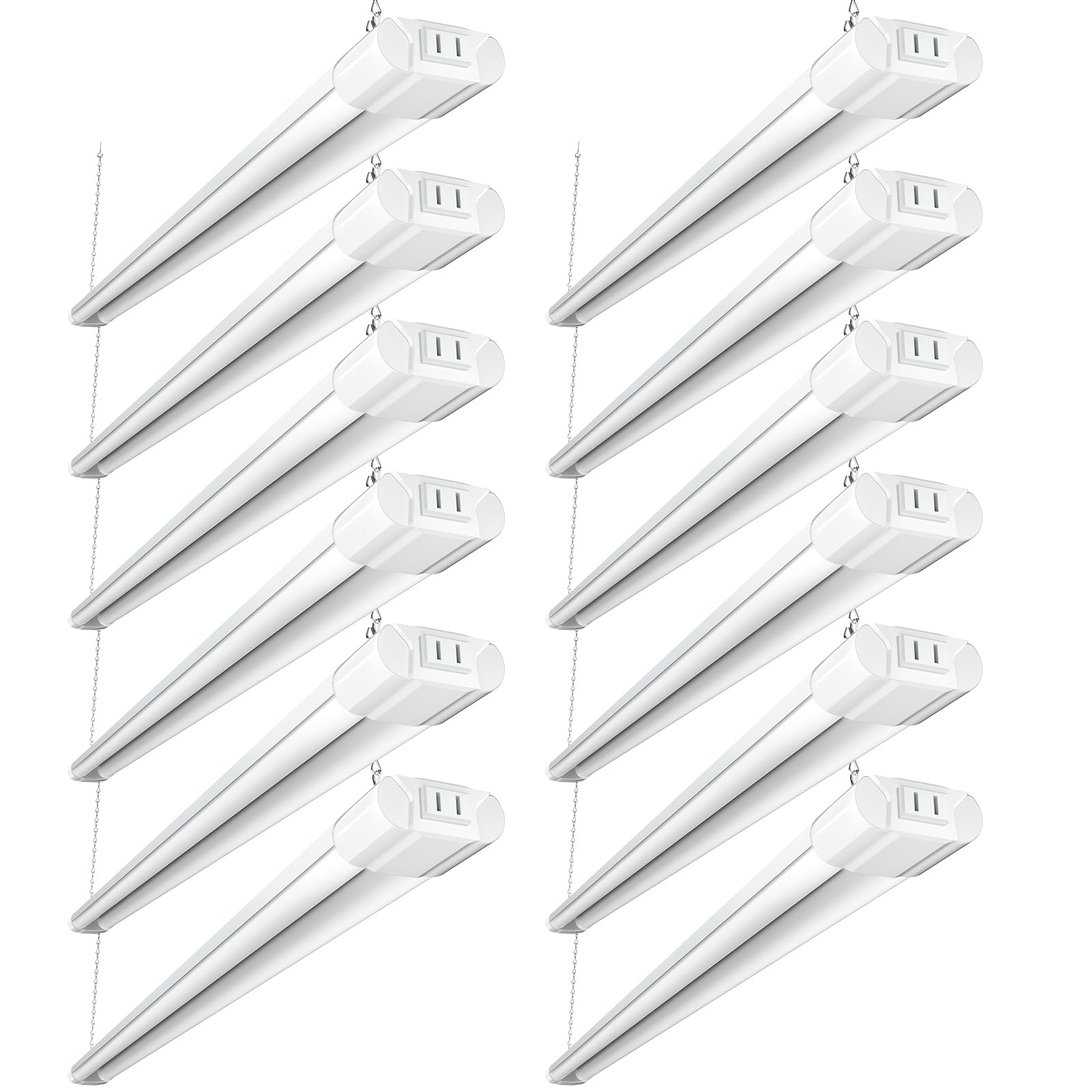 BBOUNDER 12 Pack Linkable LED Shop Light with Reflector, Super Bright 5000K Daylight, 4400 LM, 4 FT, 48 Inch Integrated Fixture 