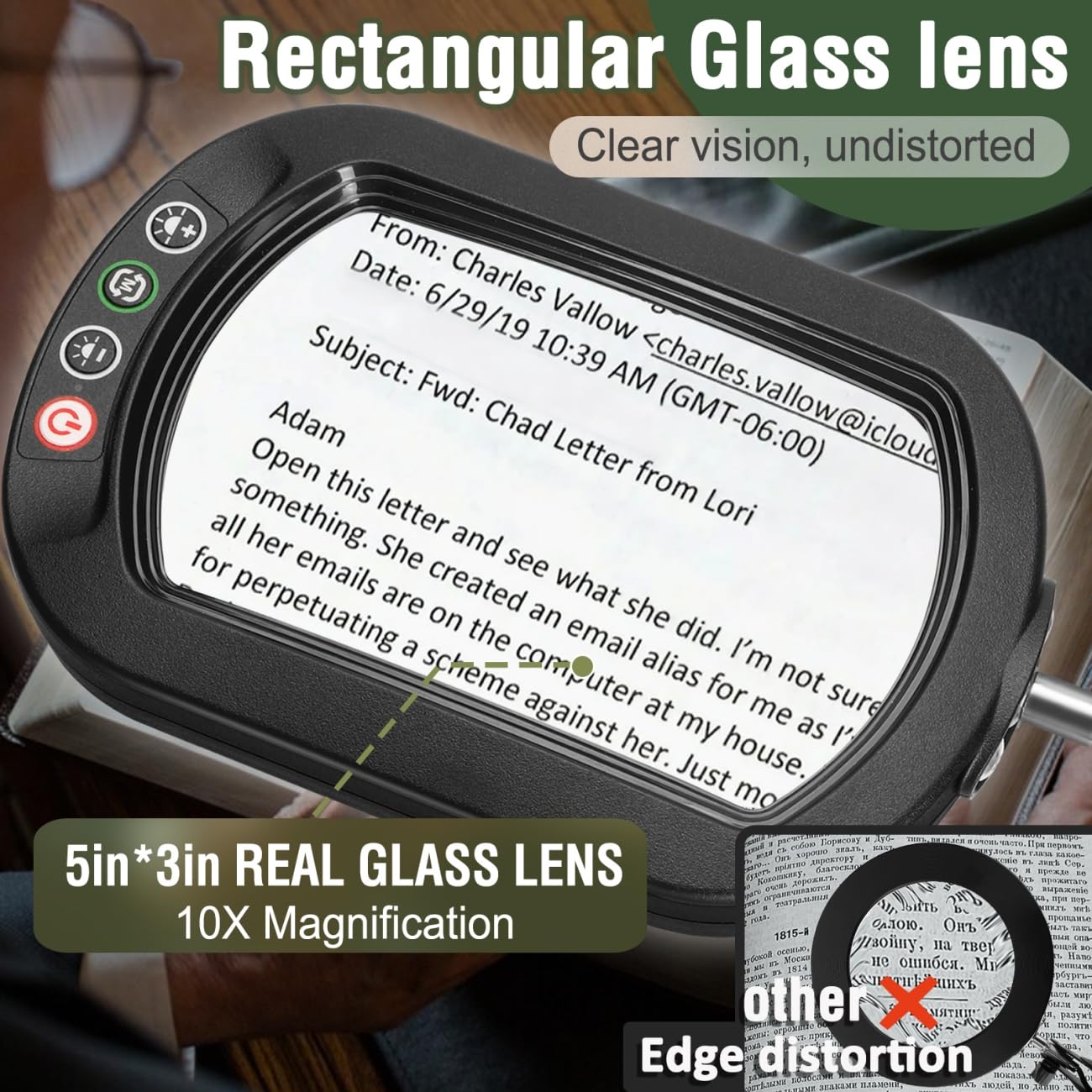 Veemagni 10X Magnifying Glass with Light, 5 Color Modes, Metal, Black, Model FX602, Hands-Free Desk Lamp & Clamp