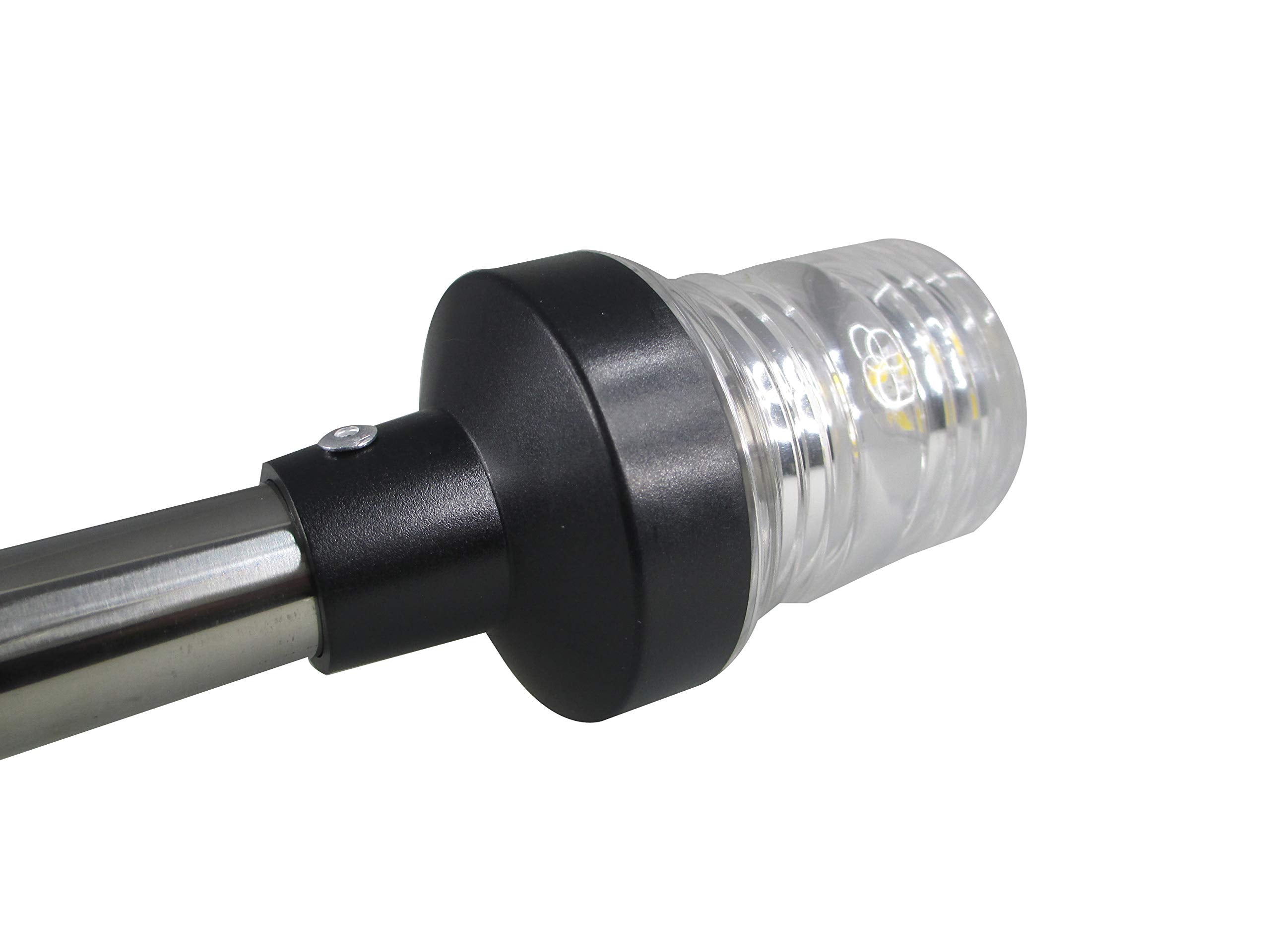 Pactrade Marine 12V Navigation Anchor Light, 360° White LED, Fixed Base (H=12.75in), USCG Certified, Black Housing