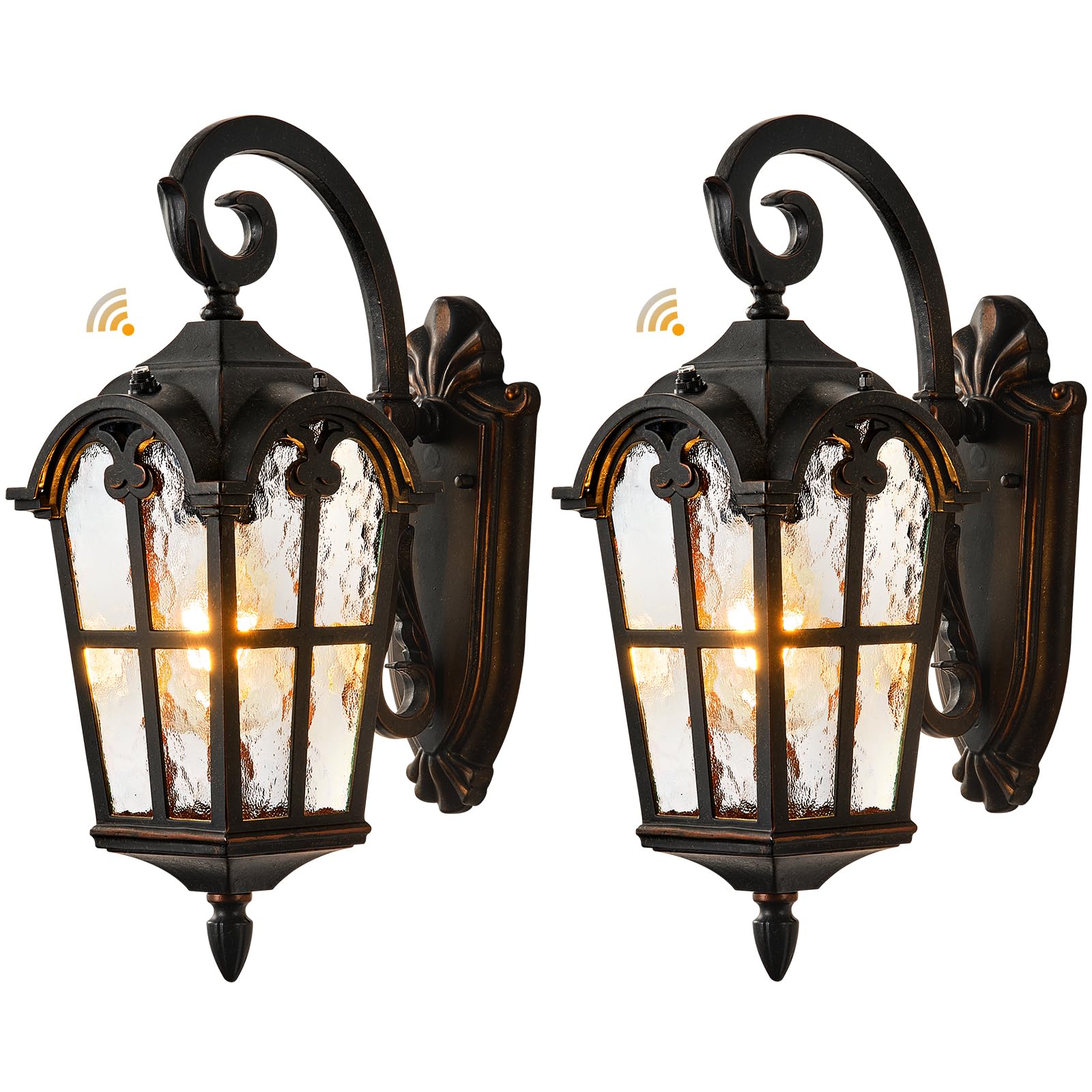 Vianis Dusk To Dawn Outdoor Lighting  2-Pack Porch Lights Outside  Bronze Outdoor Light Fixture  Exterior Lighting Fixtures  Oil Rubbed Bronze Front Porch Lights  Aluminum Anti-Rust  Hardwired