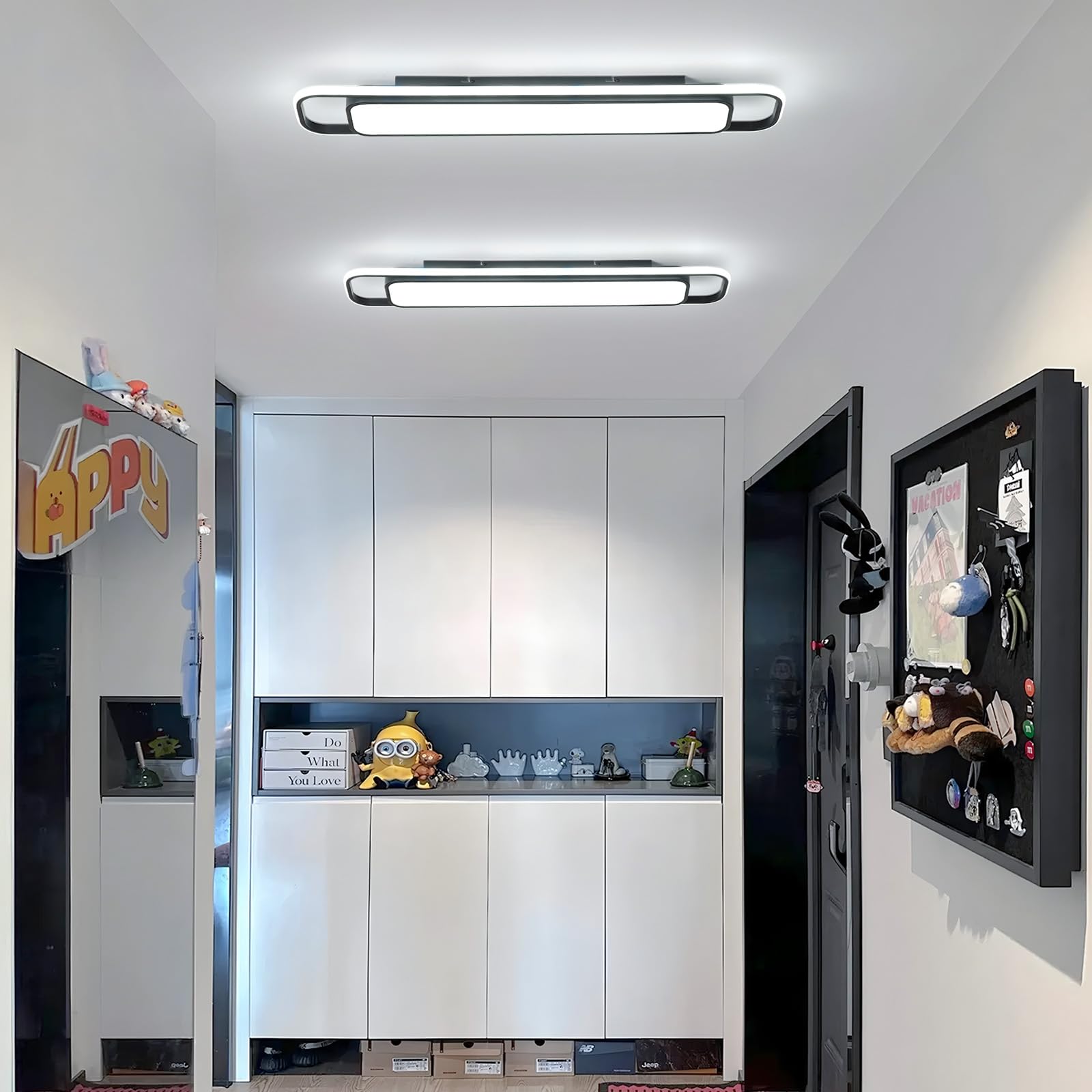 Oranoor Modern Led Ceiling Lighting  70W 6000K Black Linear Flush Mount Light Fixture  39.4 Low Profile Lights Fixture Long Led Ceiling Lamp For Kitchen Bedroom Living Room Hallway (Cool White)