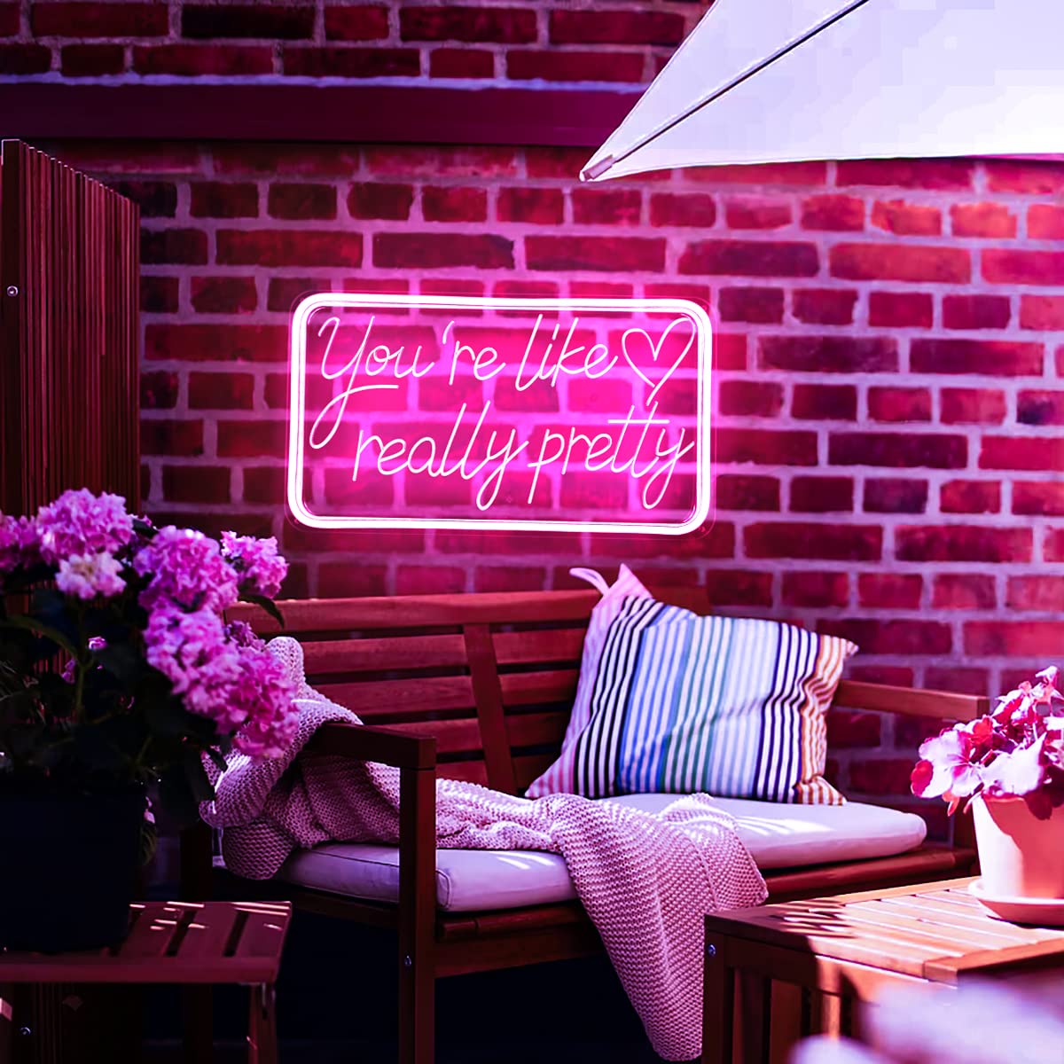 welltodo Neon Sign - Youre Like Really Pretty, Acrylic Wall Decor, 15.95W×8.75H inches, Pink, Aesthetic Room Decor for Teen Girls