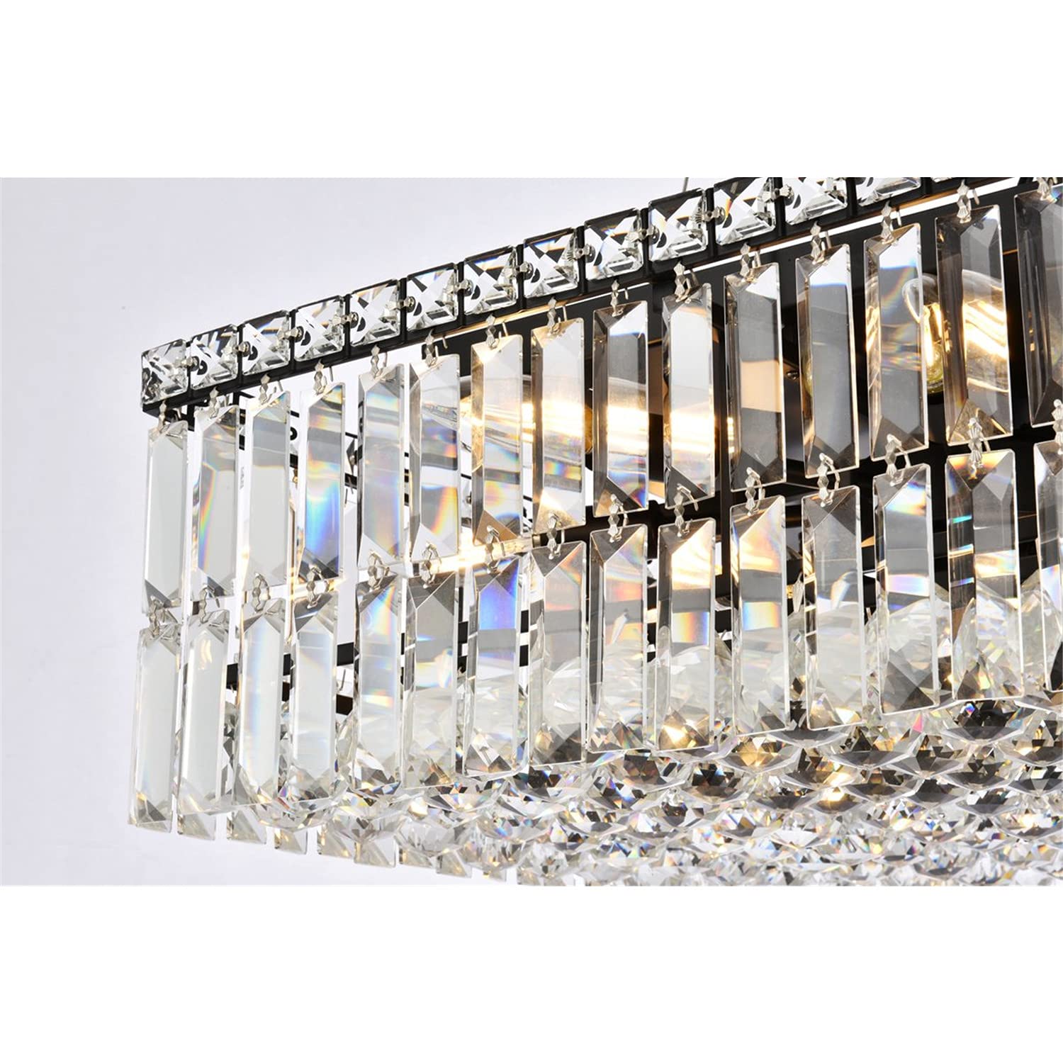 Elegant Lighting Maxime 20&quot; Black Metal And Crystal Chandelier - Modern Home Decor