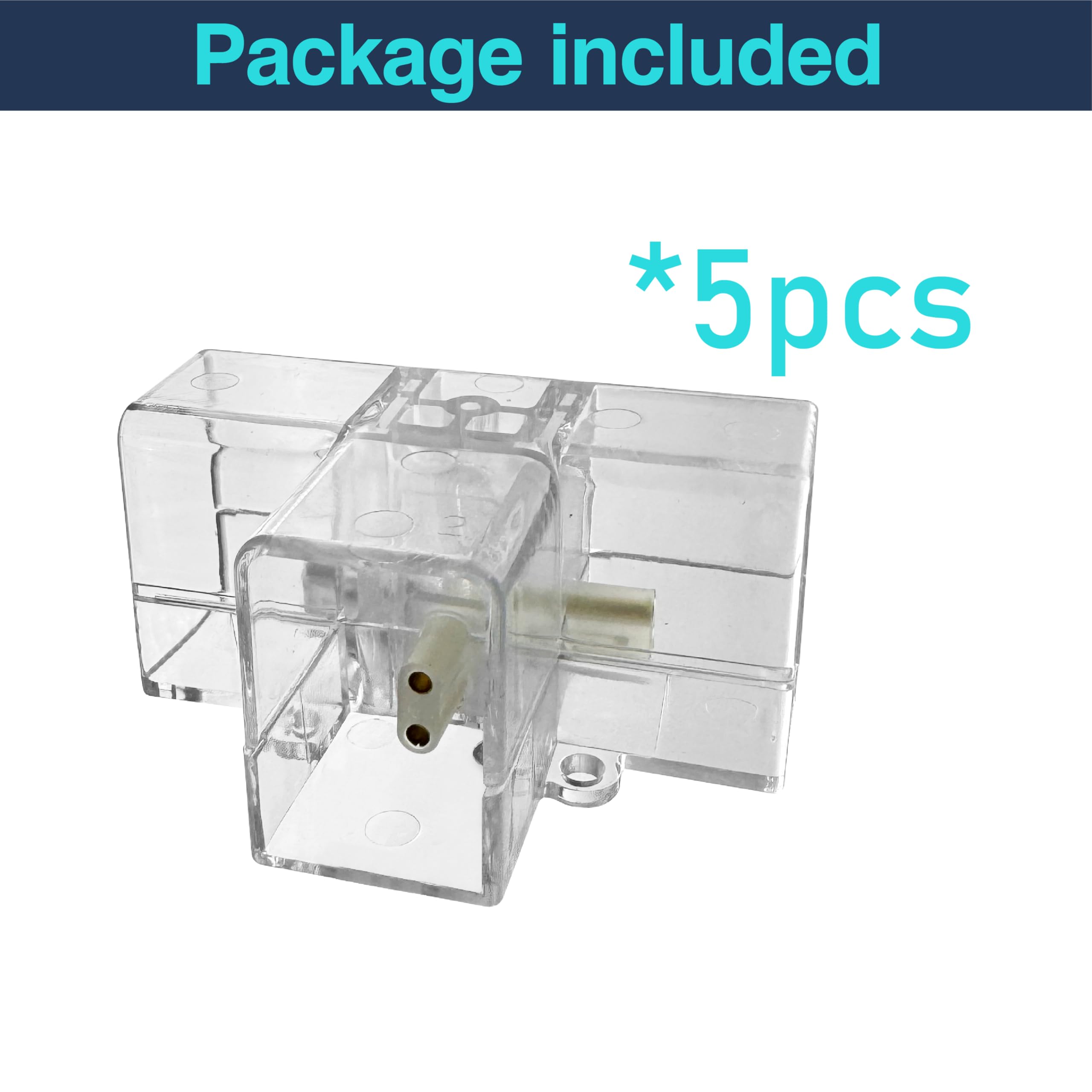 cezelux 5 Pack Hexagon LED Light Connectors, 90° T-Connector, 2 Pin, Clear Plastic, DIY Replacement for Honeycomb Lighting Systems