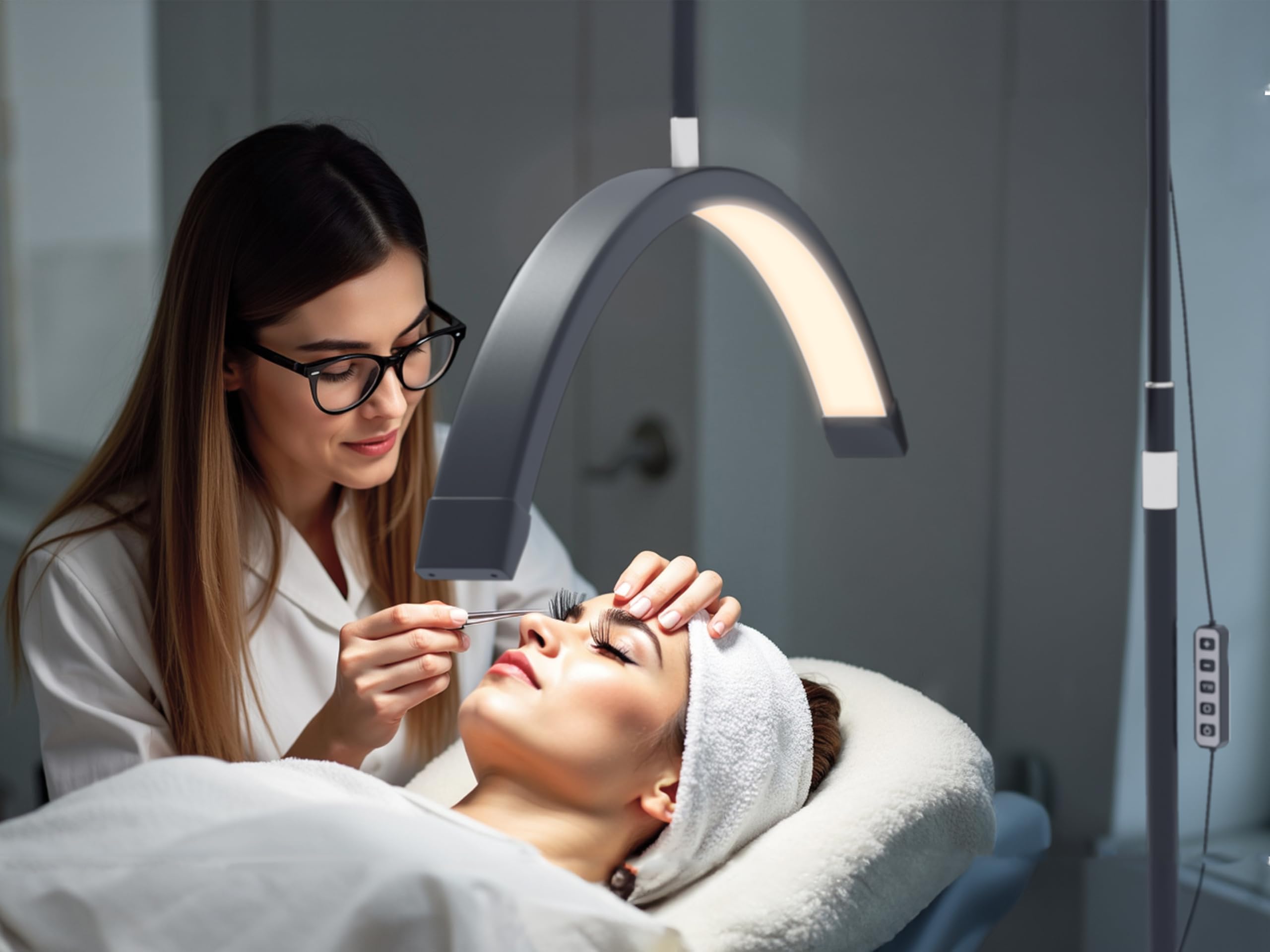 Hi_Friend 23 Inch Half Moon Lamp, Portable Esthetician Lash Light For Lash Tech, Bright Eyelash Extension Arched Led Floor Light