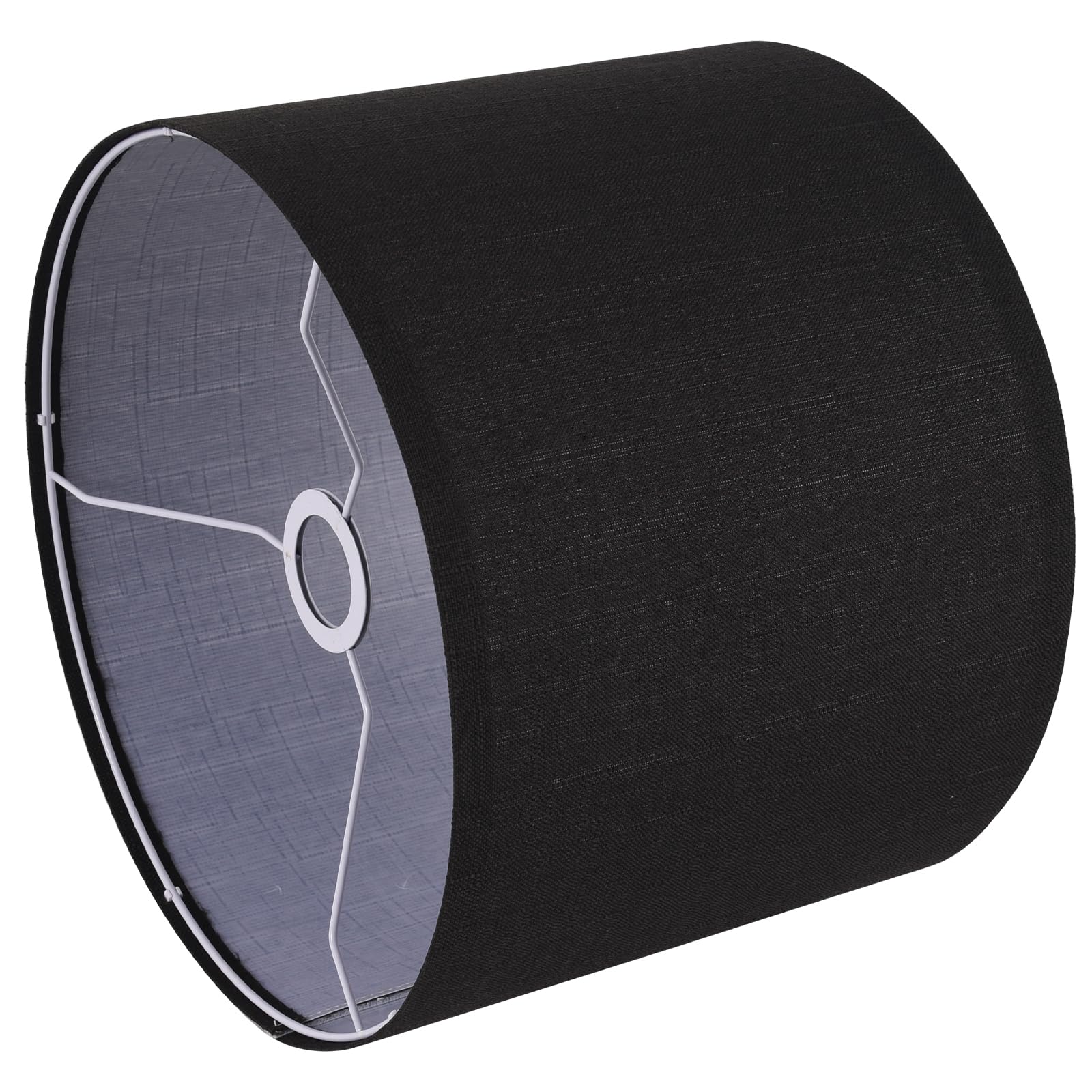 Black Lamp Shade, Large Drum Lampshade 13in Top x 13in Bottom x 10in High, Replacement Lamp Shade Natural Linen Hand Crafted for