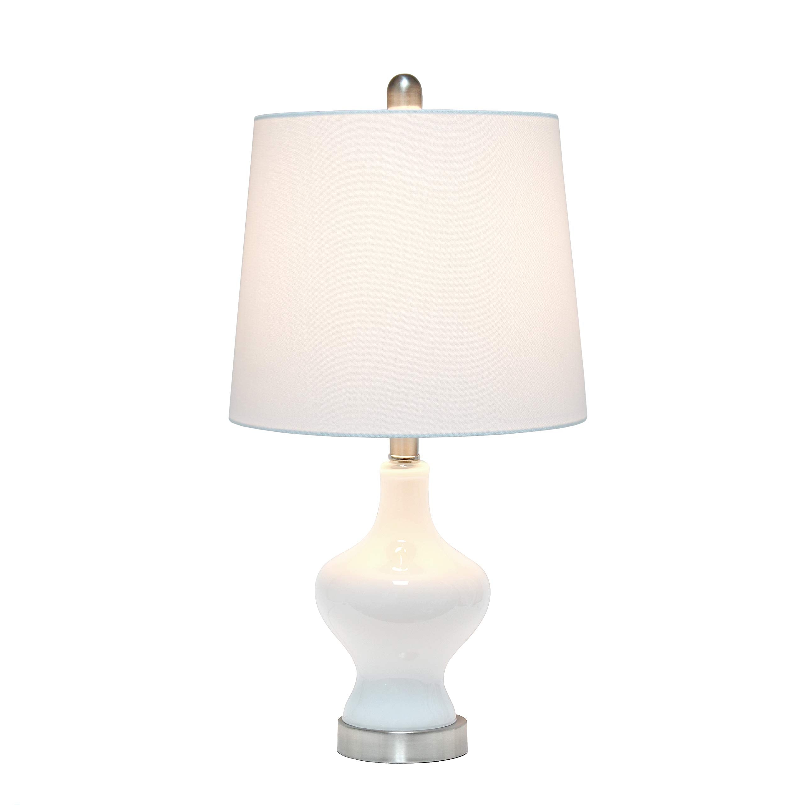 Elegant Designs Glass Table Lamp, Gourd Shaped, Model LT3317-WHT, White