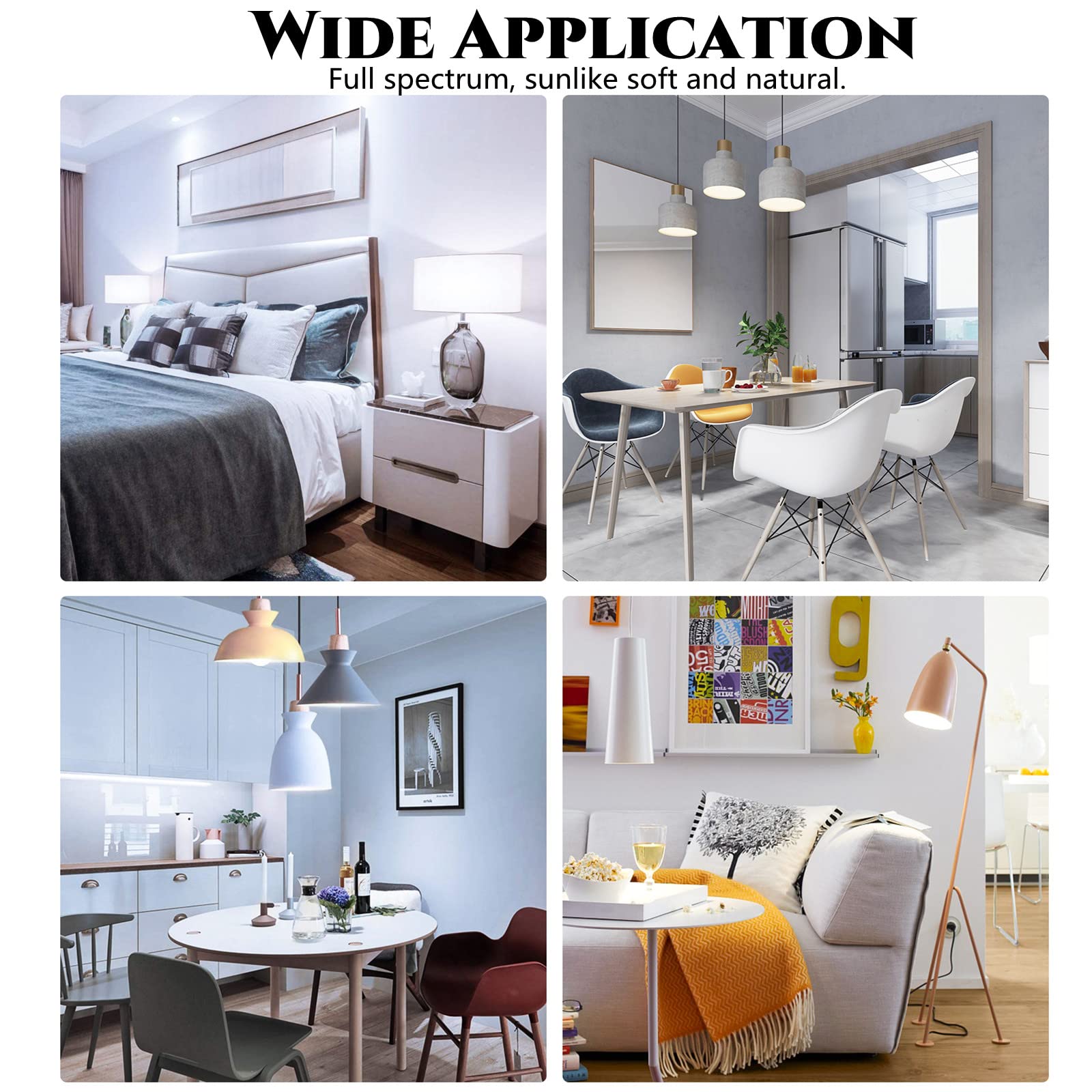 Neporal LED Full Spectrum Light Bulbs, 6000K Cool White, 9W (60W Equivalent), Pack of 3, Plastic, Ideal for Study, Office, Bedroom