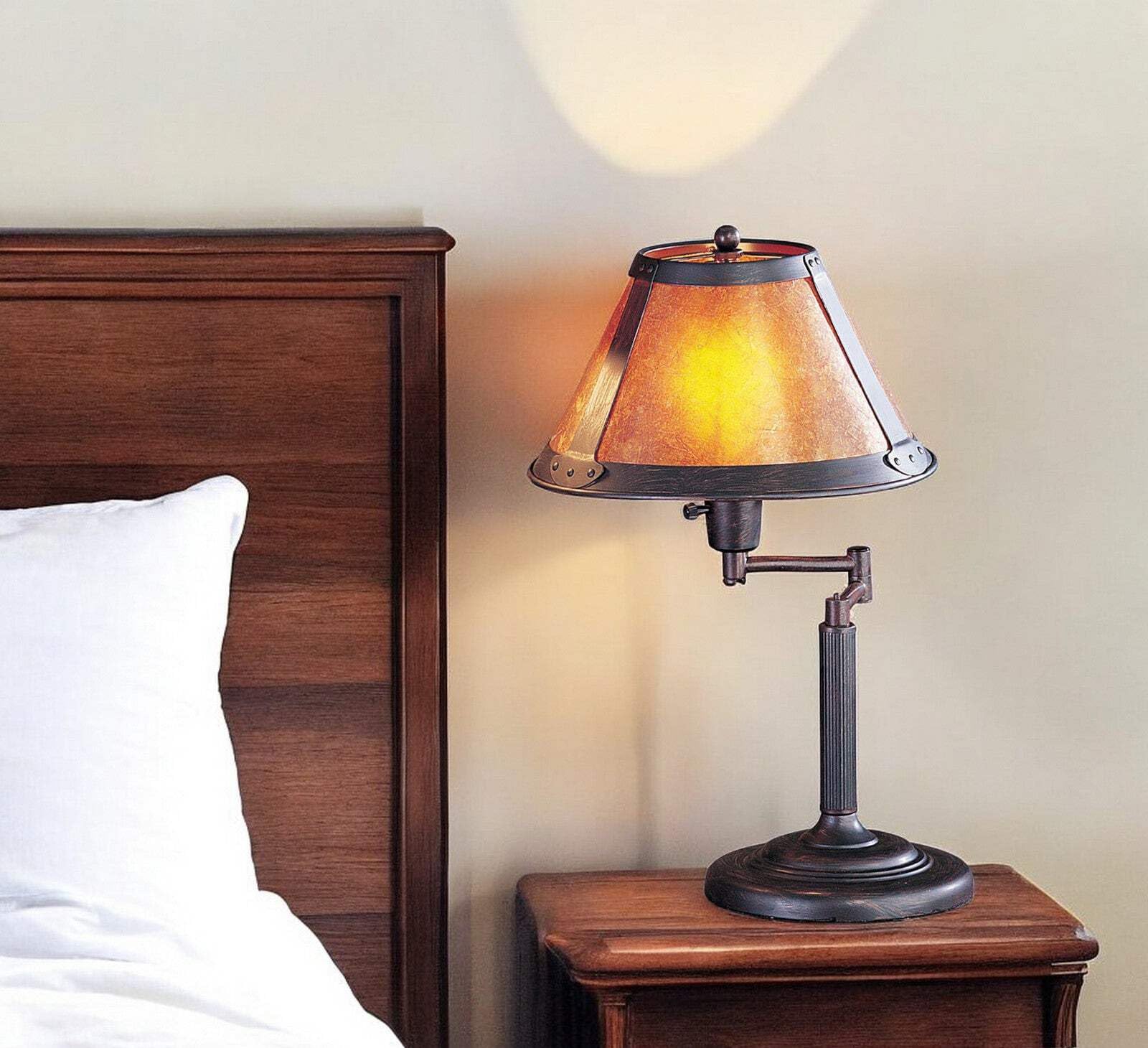 Homeroots Metal Table Lamp - 18 In. Empire Shade, Rust & Amber, Model 524678