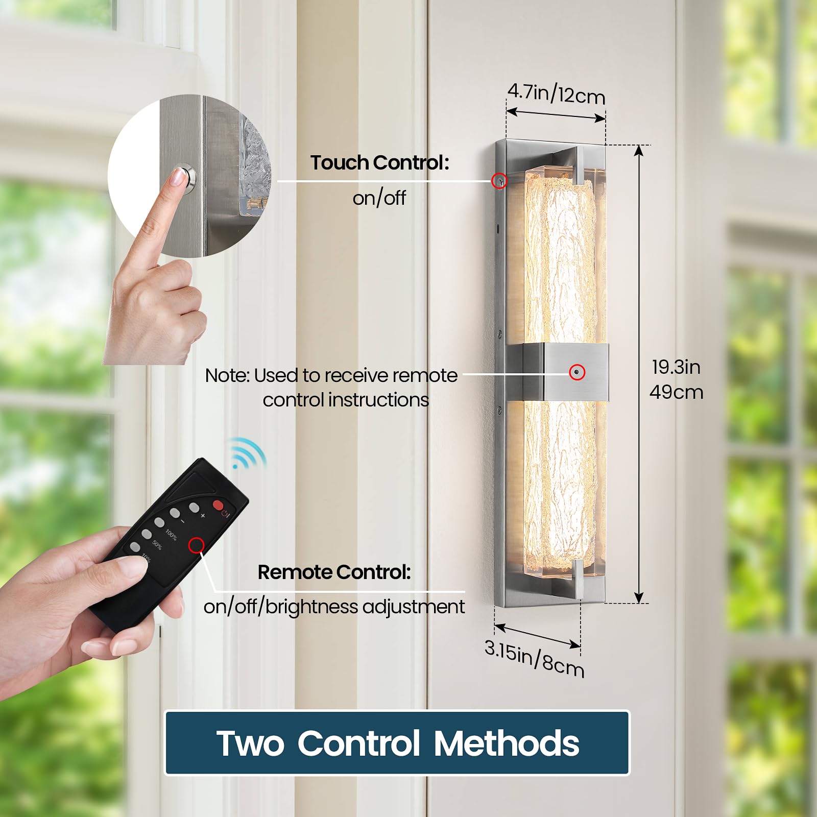 Battery Operated Resin Wall Sconce - Wireless Rechargeable Wall Light Nickel  Led Remote Wall Sconces Lighting  Modern Cordless Brass Vanity Light Fixtures For Living Room Bedroom Bathroom