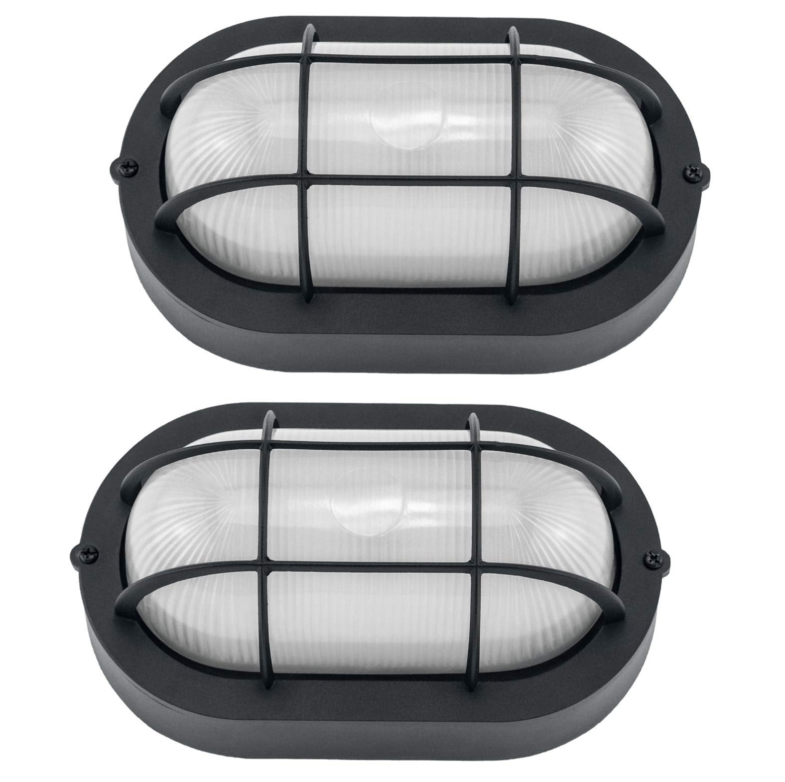 Yaokuem Outdoor Led Bulkhead Light Worked As Outdoor Flush Mount Ceiling Light, Wall Lantern, 6W 520Lumens 5000K Daylight, Dimma