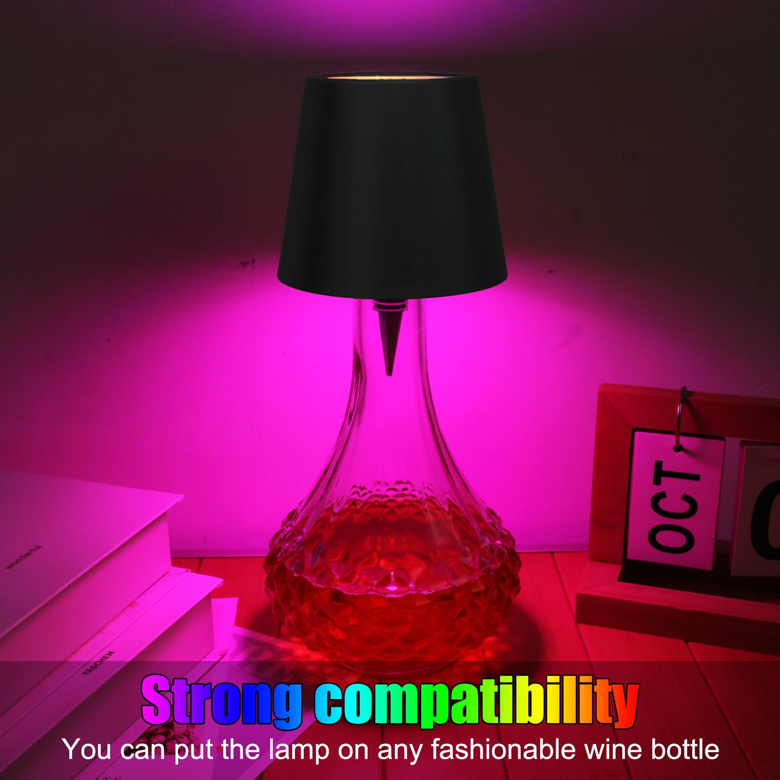 Wireless Bottle Lamp With Remote Control  Rechargeable Rgb Wine Bottle With 3Modes Light Dimming  Waterproof Touch Lamp Head For Room  Bar  Restaurant And Party Decorations(Black Rgb)