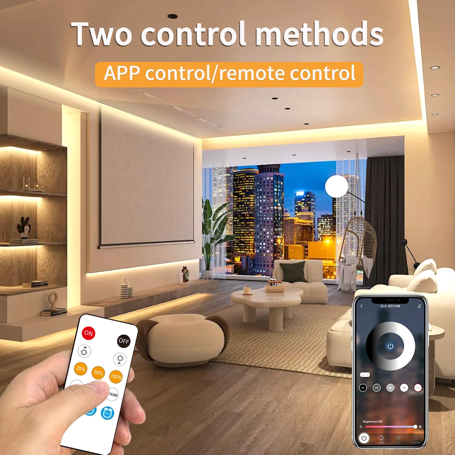 Yeewhale 32.8Ft Cob Led Strip Lights Warm White Dimmable Dc 24V 3000K Flexible Led Tape Light For Bedroom, With Remote And App Control Led Tape Lights,For Diy Home Decoration