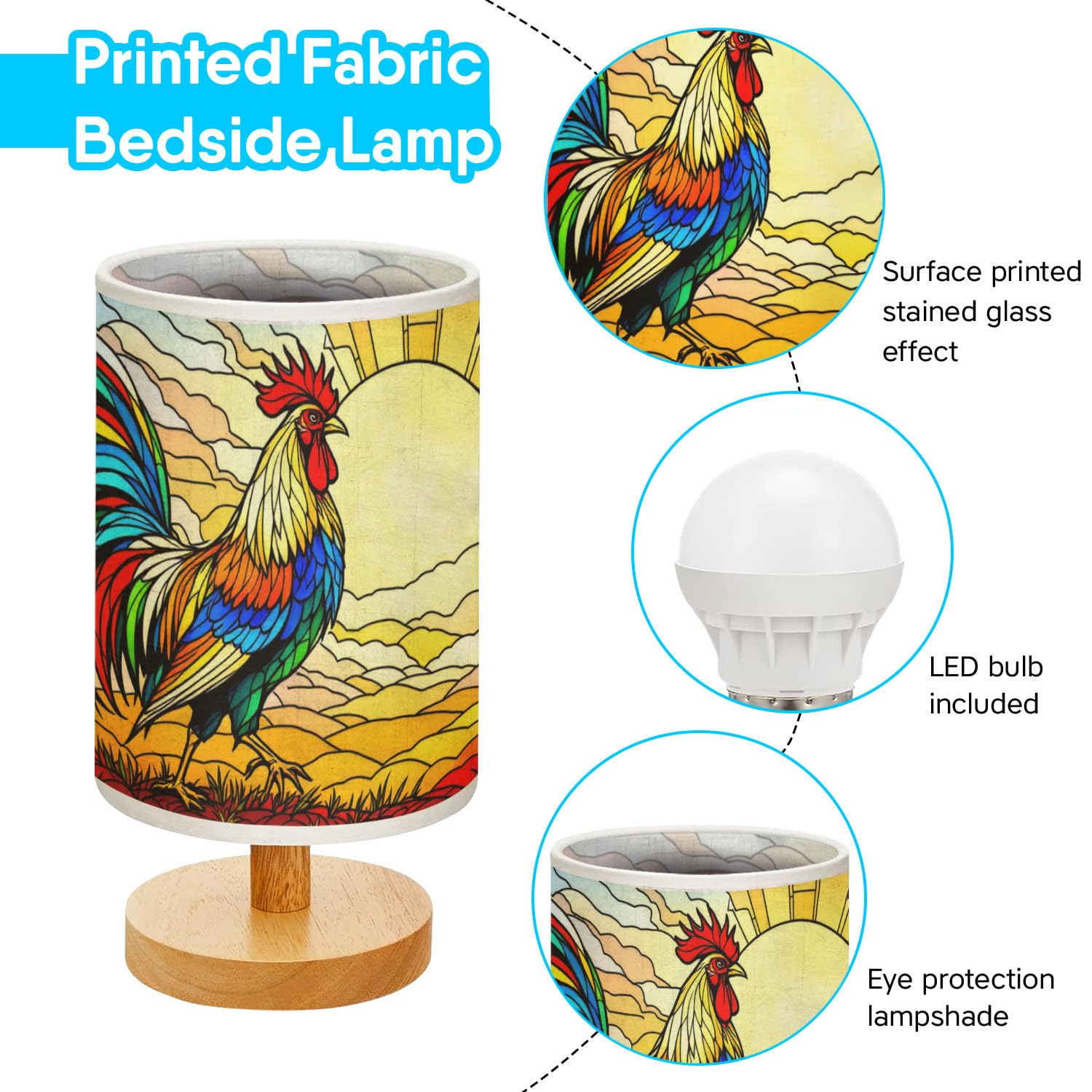 44Memory Frog Table Lamp Led 3-Color Pressed Bedside, Frog Shade Lamp With Wood Base For Bedroom Living Room Desk Office Tl01