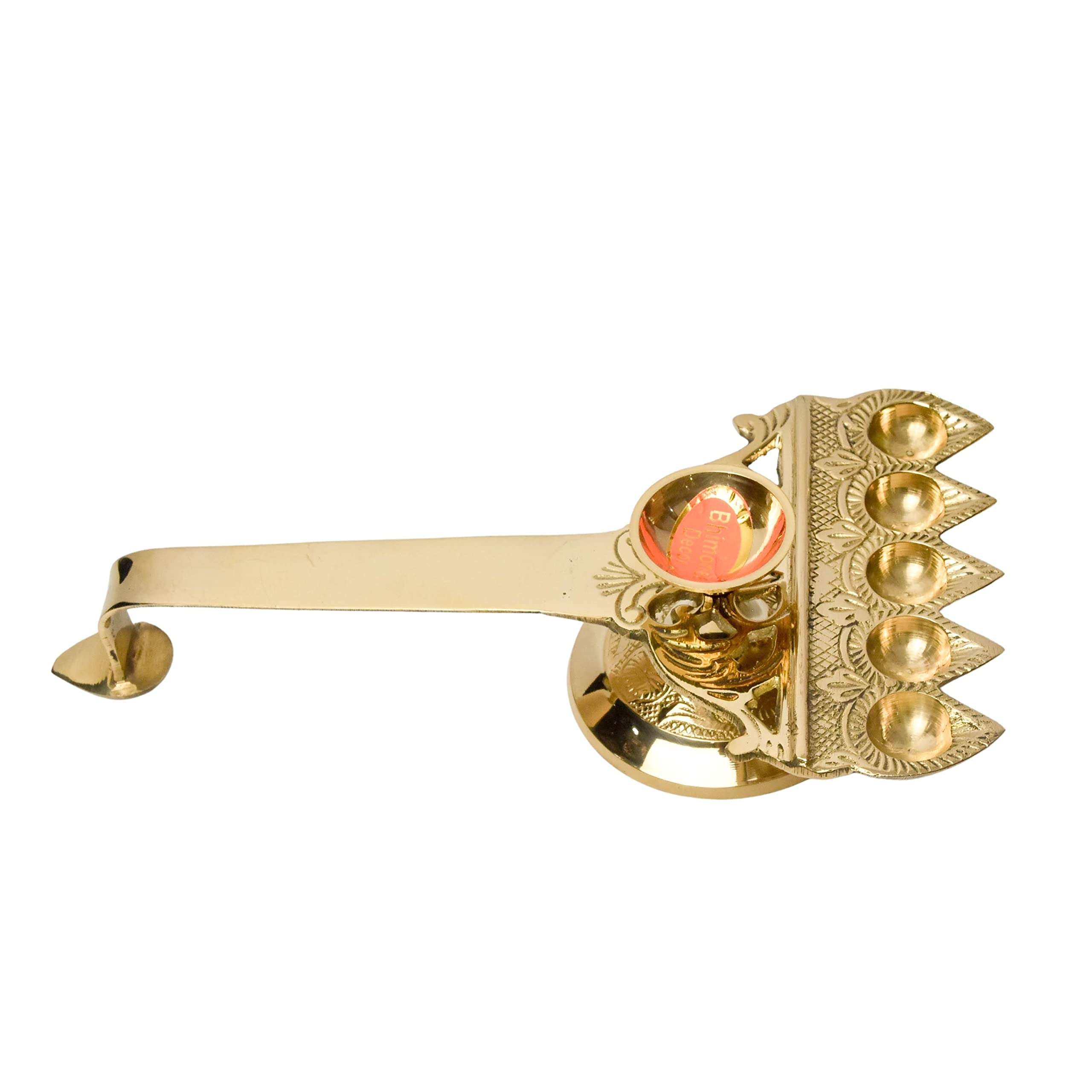 Bhimonee Decor Pure Brass Panch Aarti, Deep, Deepak, Diya for Pooja Purposes, 2.4 Inches, 370gm