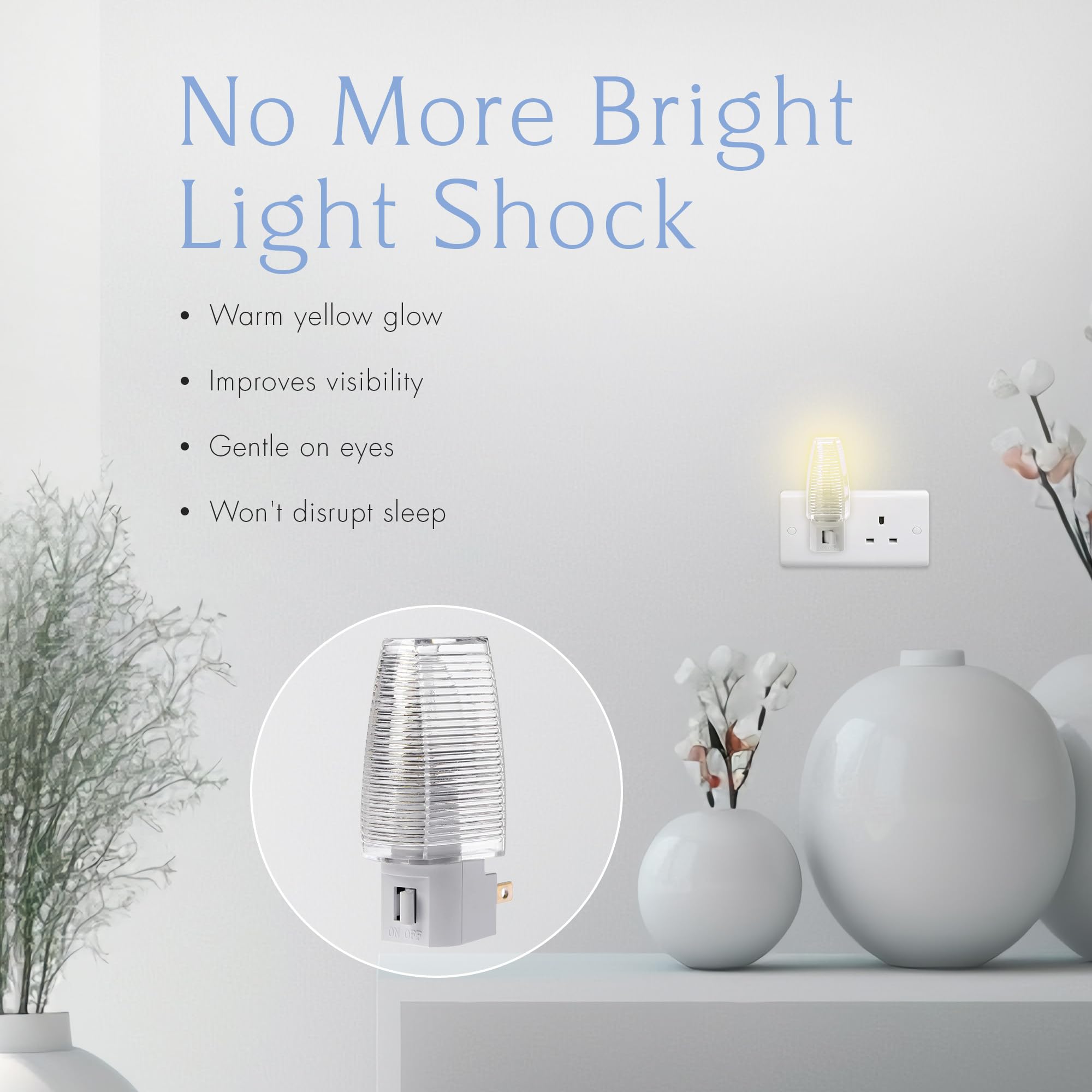 Projectpak Plug In Night Light With Manual On/Off Switch For Hallway, Kid’S Bedroom, Stairways – Includes 4W Bulb | 4 Pack