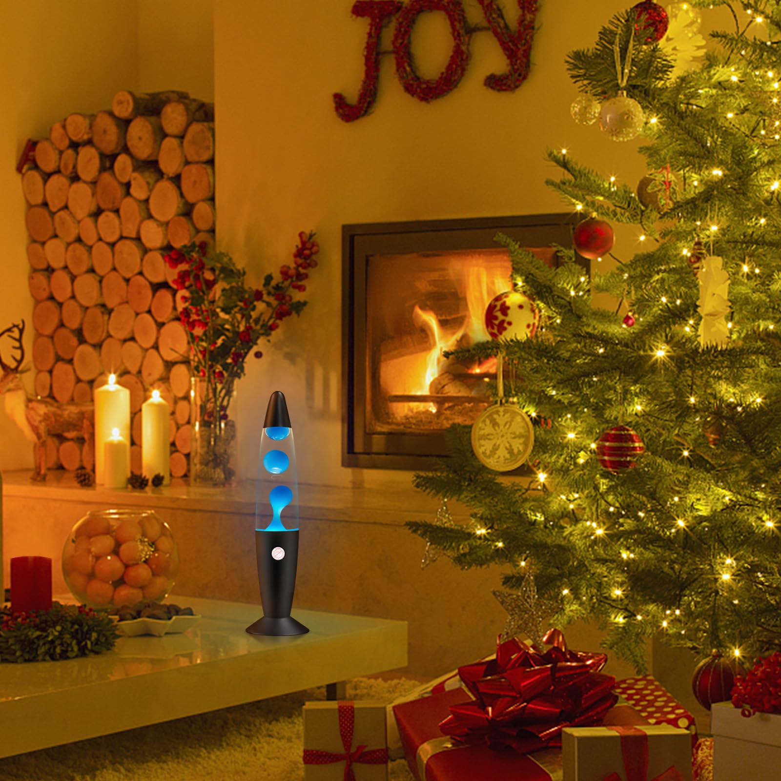 Vanful Blue Magma Lamp with Black Base Liquid Motion Lamp for Adults and Kids Charged by Cord Mood Night Night Cool Room Valenti