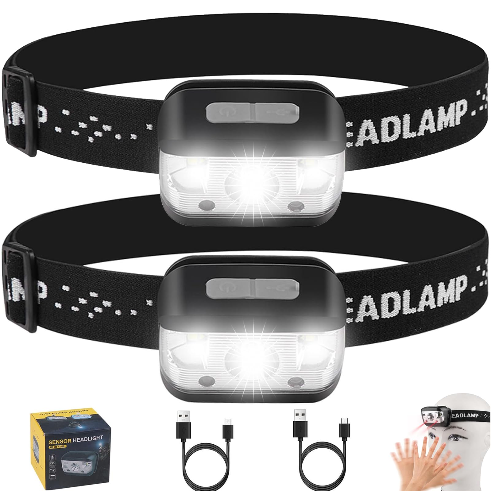 Chasinglee Headlamp Rechargeable, Super Bright Led Head Lamp With 5 Modes, Waterproof Outdoors Headlight Flashlight, Adjustable 