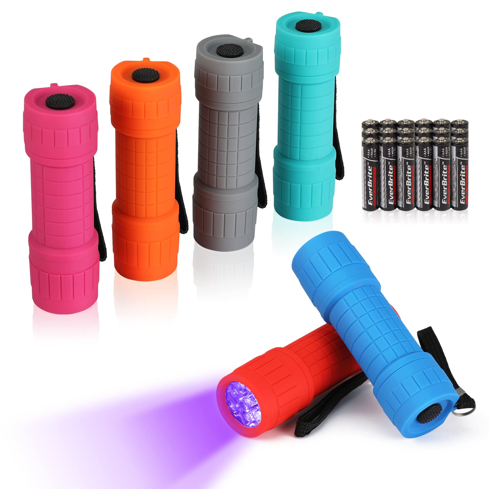 Everbrite Black Light Flashlight, Uv Mini Flashlight, 9-Led 395Nm Detector For Pet Urine, Stains, Scorpions, 18 Aaa Batteries In
