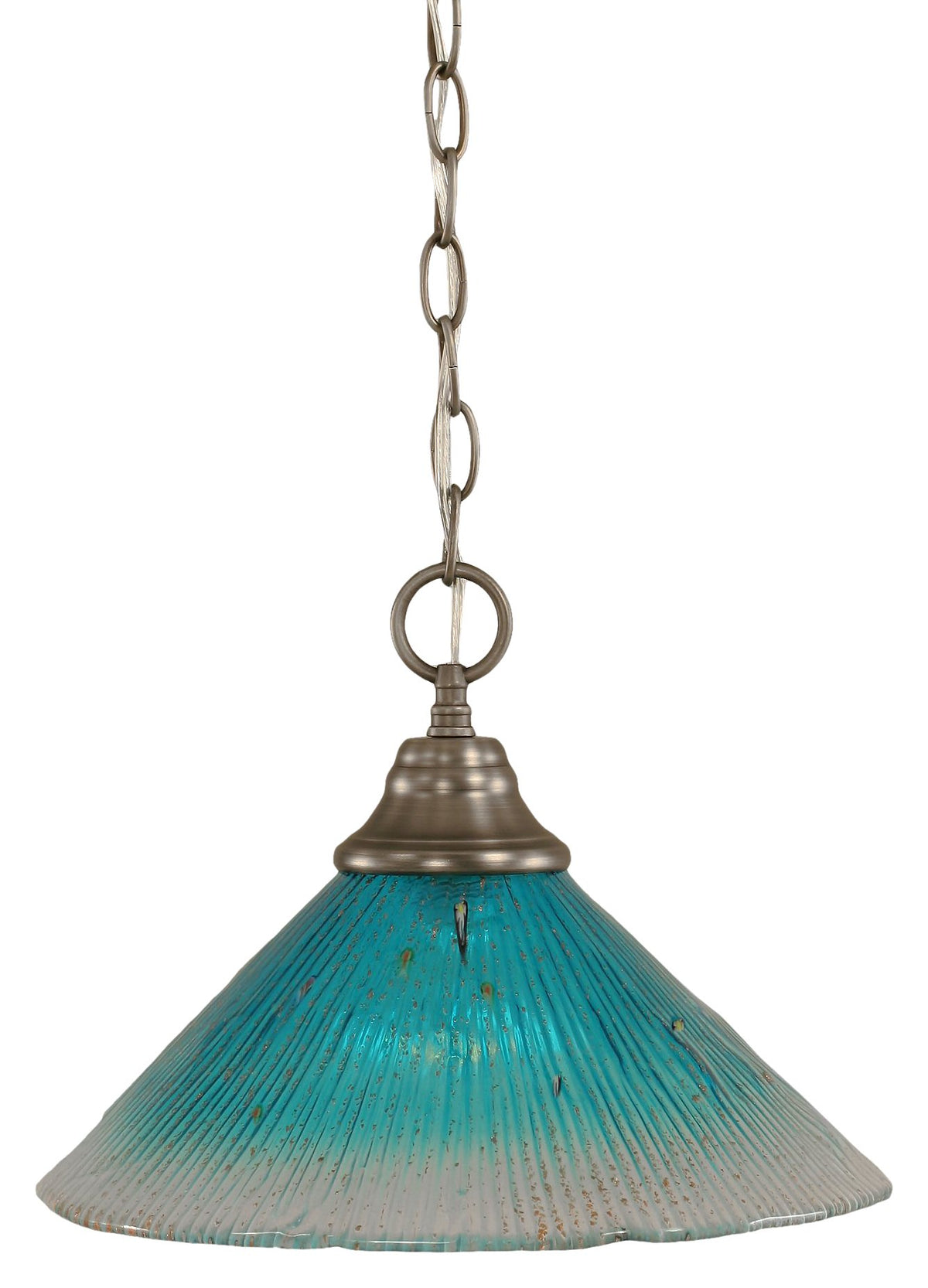 Toltec Lighting 10-Bn-448 Chain Hung Pendant With 12&quot; Teal Crystal Glass, Brushed Nickel Finish