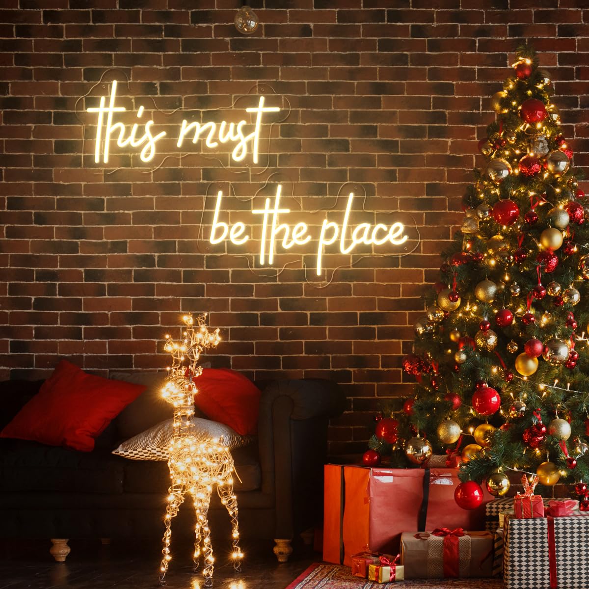 32  8 Inch Large This Must Be The Place Neon Signs with Timing Remote, White Led Light UP Sign for Wall Decor for Bedroom, Bar,