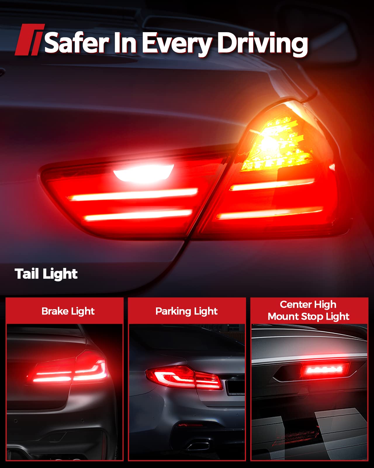 Torchbeam LED Bulbs - 7443/7440 Red Brake Lights, 3000LM Super Bright, CANBUS Free, T20 Replacement for Tail Parking Lights