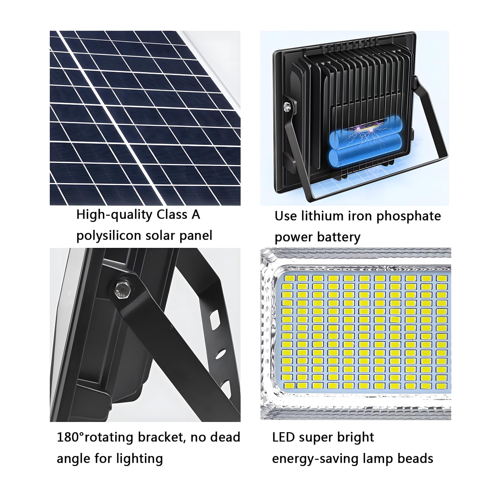 DuBom Solar Flood Light 100W-800W, IP67 Waterproof, Remote Control, Dusk to Dawn, Silver/Blue/Black, Model 400W