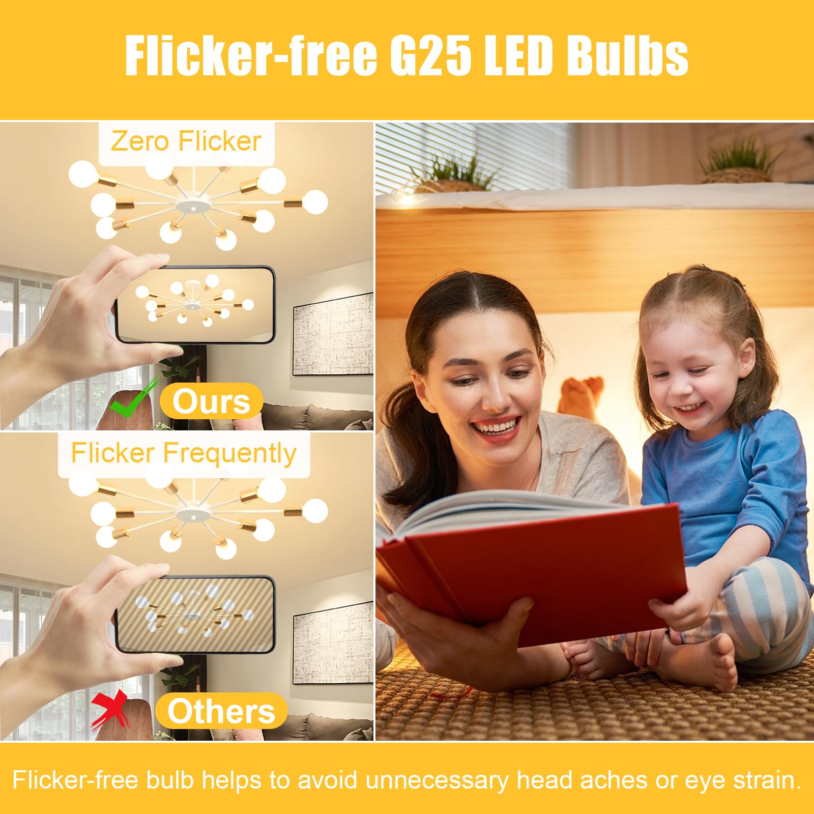 Hansang 8 Pack G25 Led Bathroom Light Bulbs 3000K Warm White E26 Base, Vanity Globe Light Bulb 60W Equivalent, 5W Round Light Bu