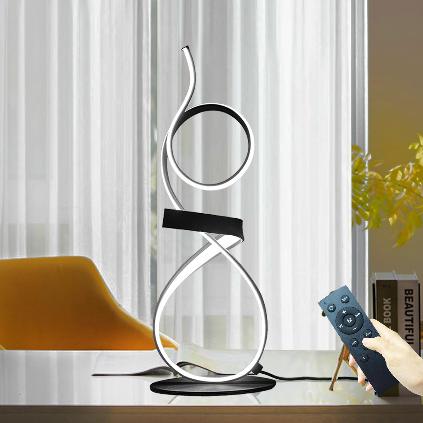 21.6 Inch Art Table Lamp With Remote Control  3 Color Changing Modes And Adjustable Brightness  Medieval Decor For Bedroom  Living Room  Office  And Gaming Setup  Unique Gift Idea(Black)