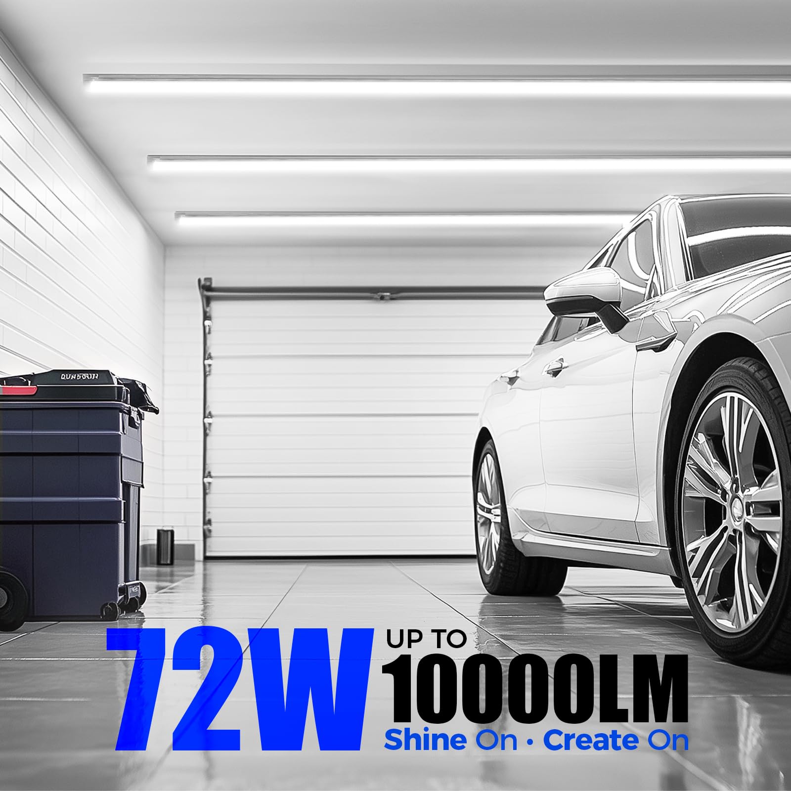 Barrina 8Ft Led Shop Light, 72W 10000Lm 5000K, Daylight White, V Shape, Clear Cover, T8 Linkable Shop Lights, Led Tube Lights Wi