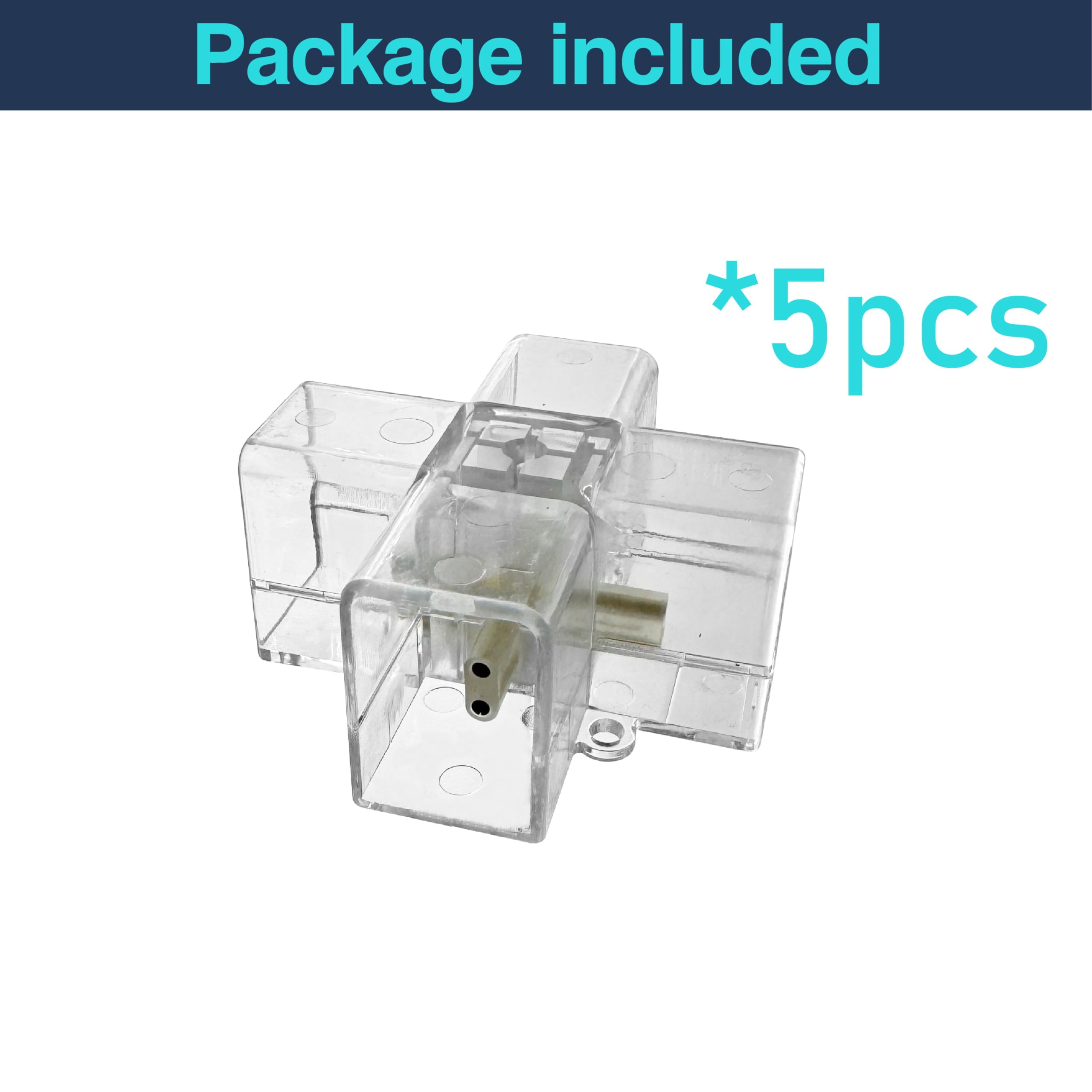 Cezelux Hexagon LED Light Connectors - 90° 2 Pin X Connector, Clear, 5 Pack, Plastic for Honeycomb Lighting Systems