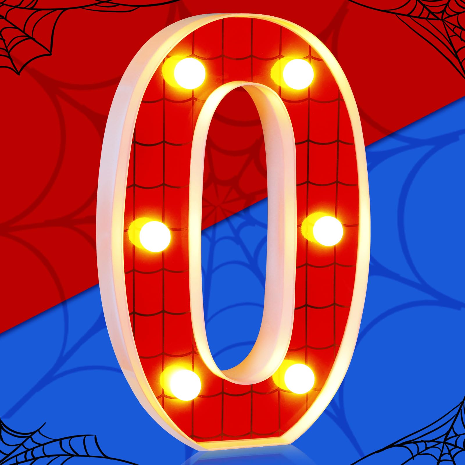 Vihose Spider Led Number Lights Spider Birthday Party Decoration Light Up Numbers Kids Boy Man Birthday Supplies For Marquee Night Christmas Gift Baby Shower(Number 0)