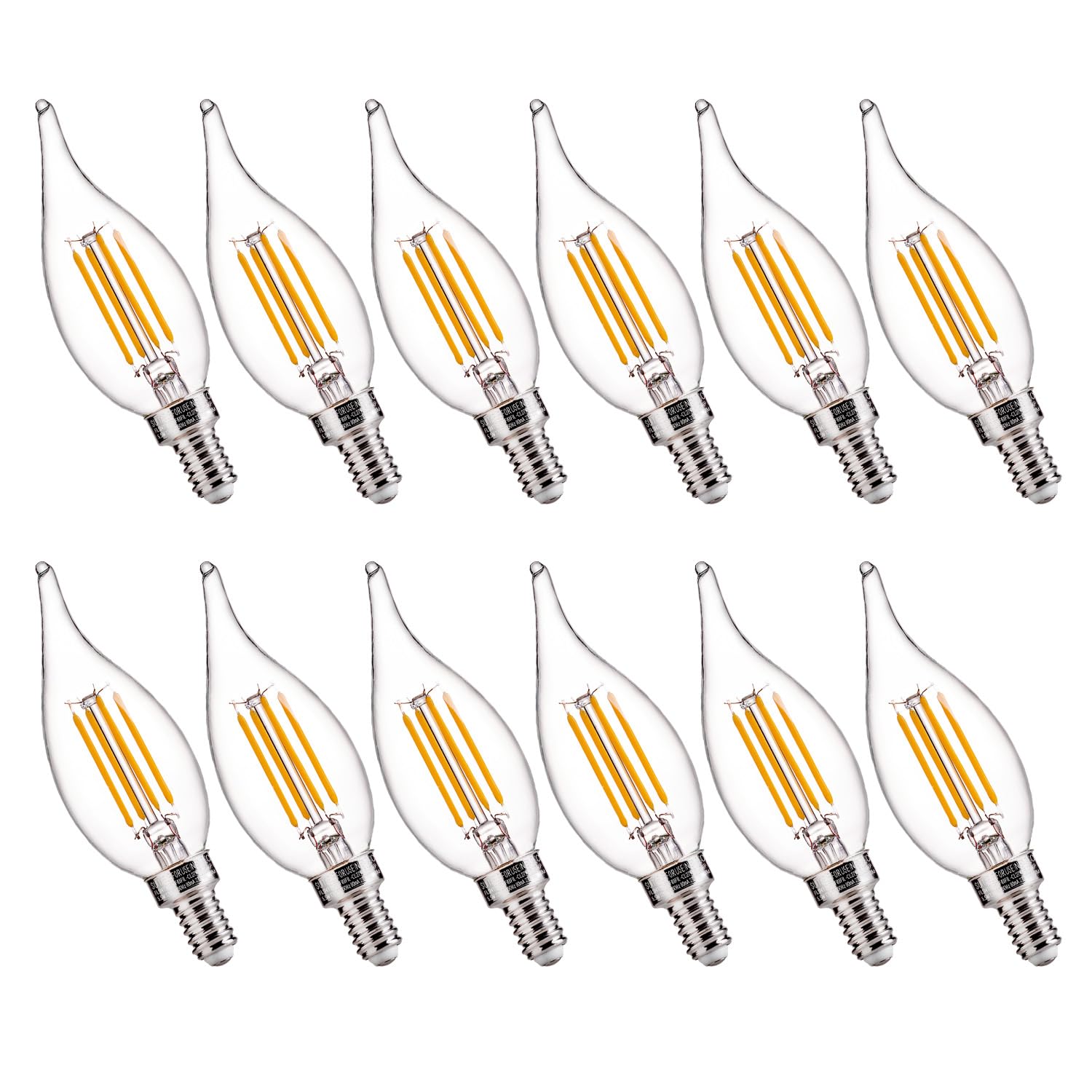 Flsnt Led Candelabra Bulbs, Dimmable Ca11 E12 Led Chandelier Light Bulbs, 2700K Soft White, 4W (40W Equivalent), 450Lm, 12 Pack 