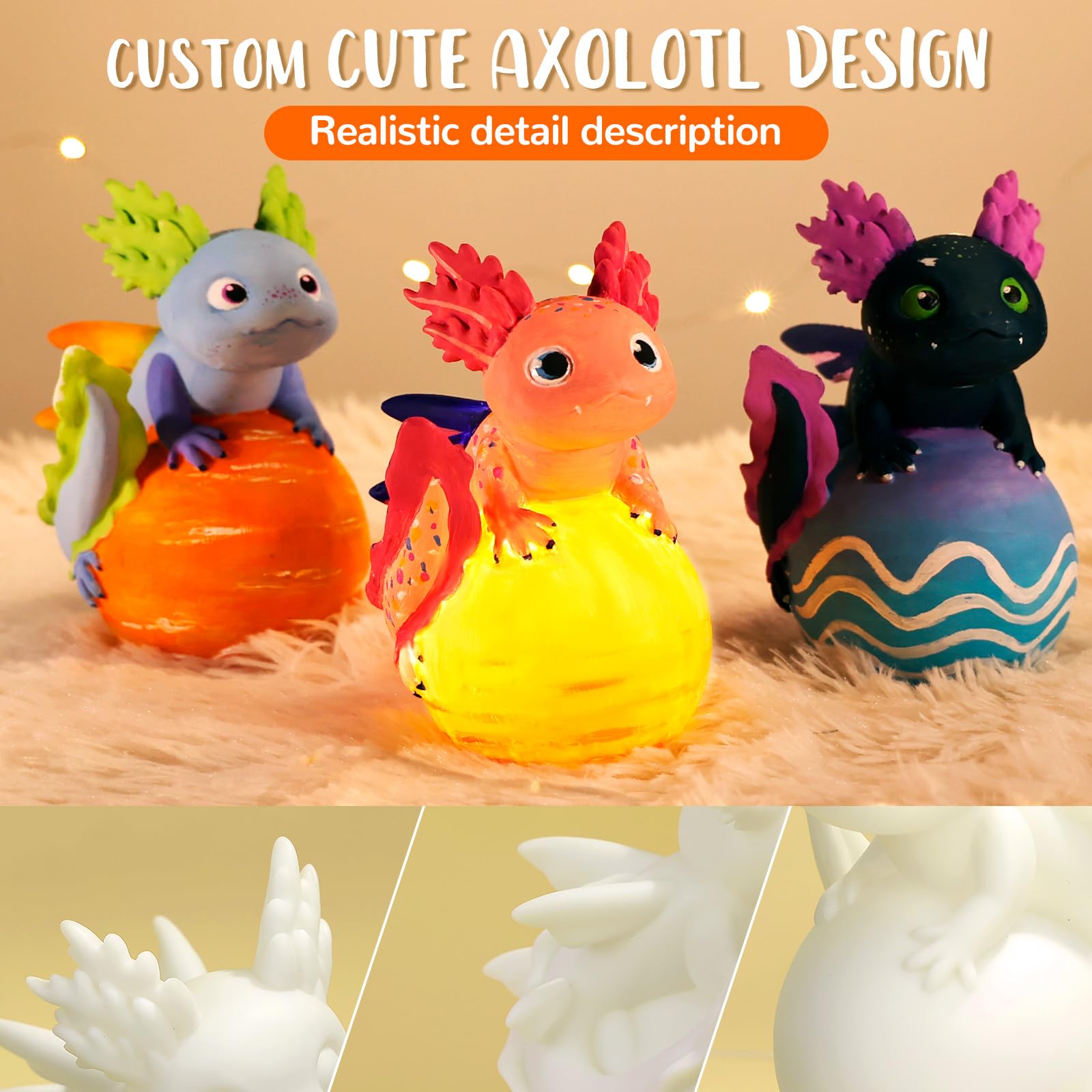 JMMICO Axolotl Lamp Kit - DIY Night Light for Kids Ages 4-12, Pink, Model E4-T002-1, Perfect Birthday & Christmas Gift
