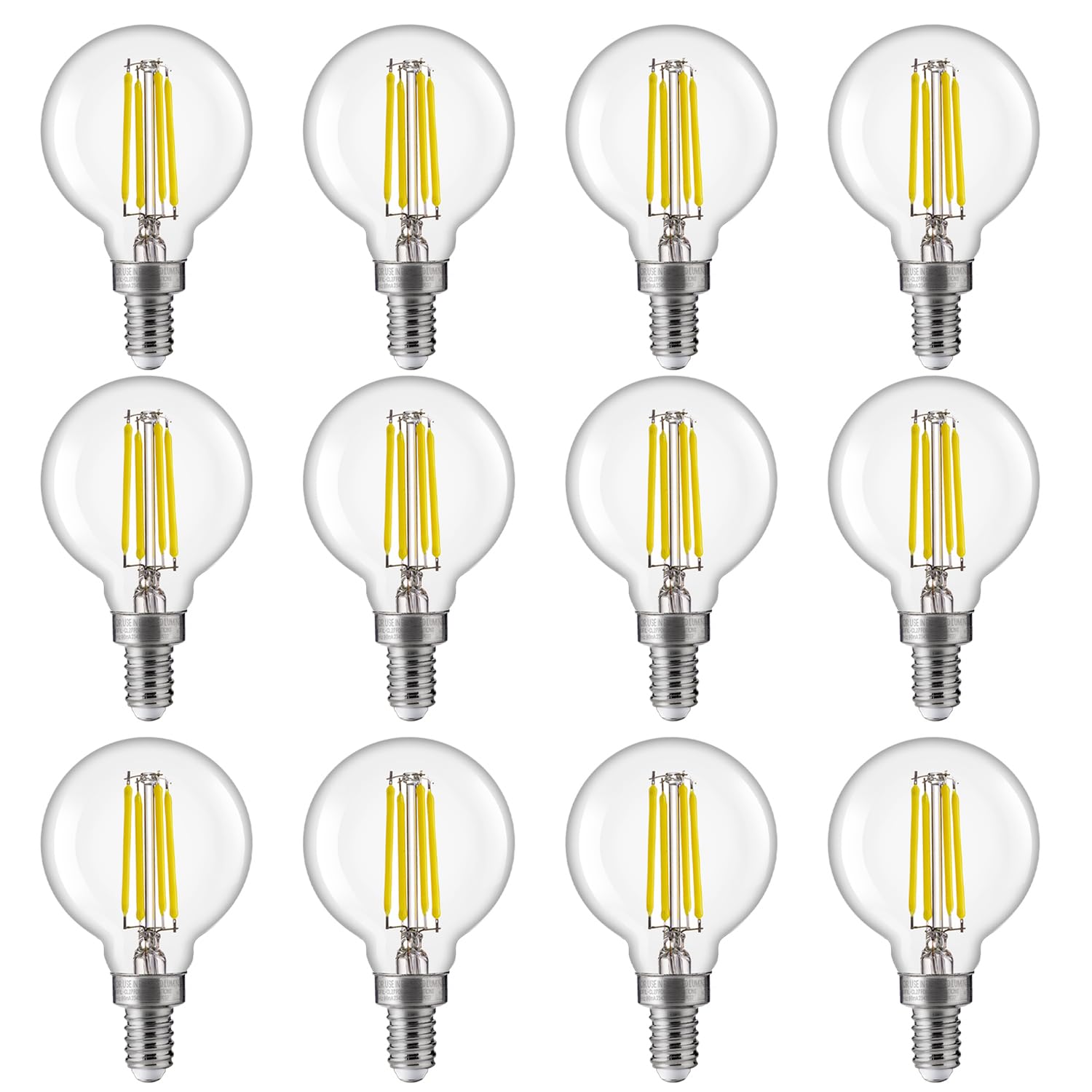 Flsnt 60W Equivalent Led Globe Candelabra Bulbs, Dimmable G16.5 Led E12 Chandelier Light Bulbs, 550Lm, Cri82, 5.5W, Ac 120V, 12 