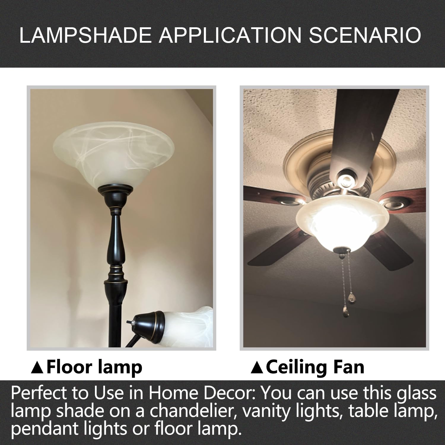 LHLYCLX Antique 12'' White Alabaster Glass Lamp Shade Replacement for Floor Lamps - Torchiere Style