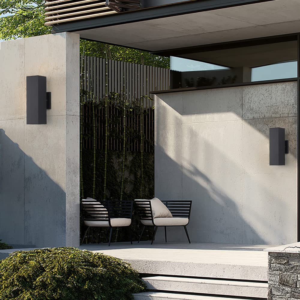 Cerdeco Aluminum Modern Outdoor Wall Light Fixtures, Matte Black, UL Listed, 2 Pack, Model 51680TZ