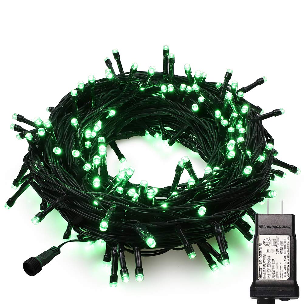 Hopolon MYGOTO 33FT 100 LEDs Twinkle String Lights, Green Wire, Waterproof, 8 Modes, Indoor Outdoor Christmas Decoration