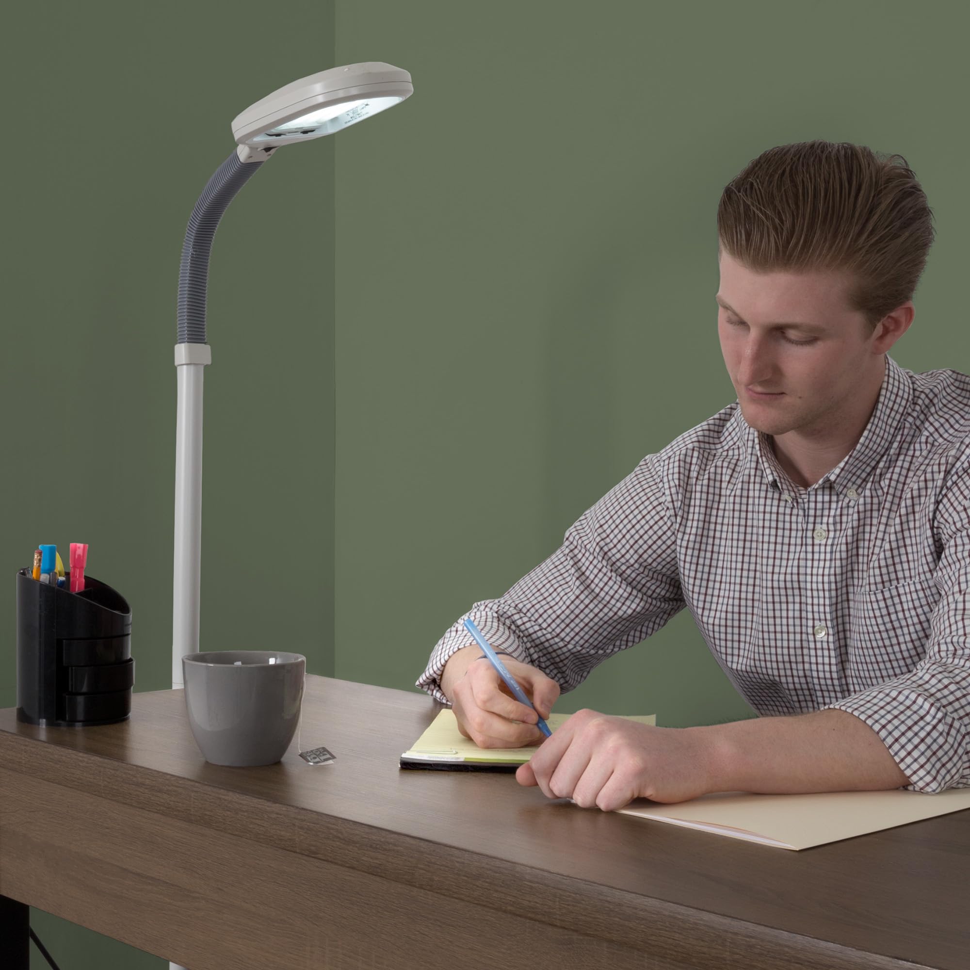 Lavish Home 72-0820 Full Spectrum Natural Sunlight Floor Lamp With Bendable Neck For Reading, Craft, Studying, And Esthetician Light, 62.5&quot;, Beige