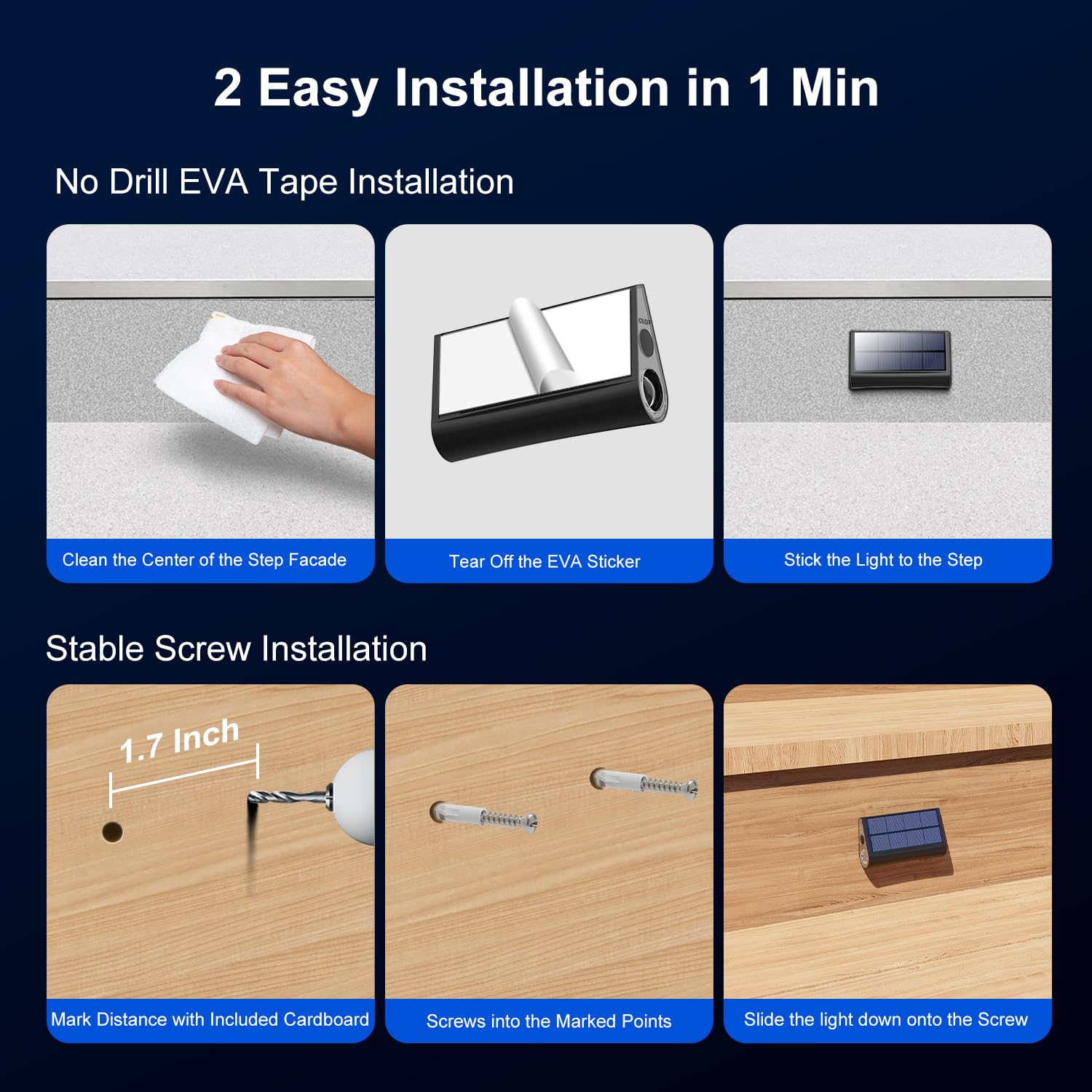 6 Pack Solar Powered Step Lights Outdoor Waterproof Led For Deck Stair Safety Outside Decorative Lamp For Yard, Patio, Porch Rai