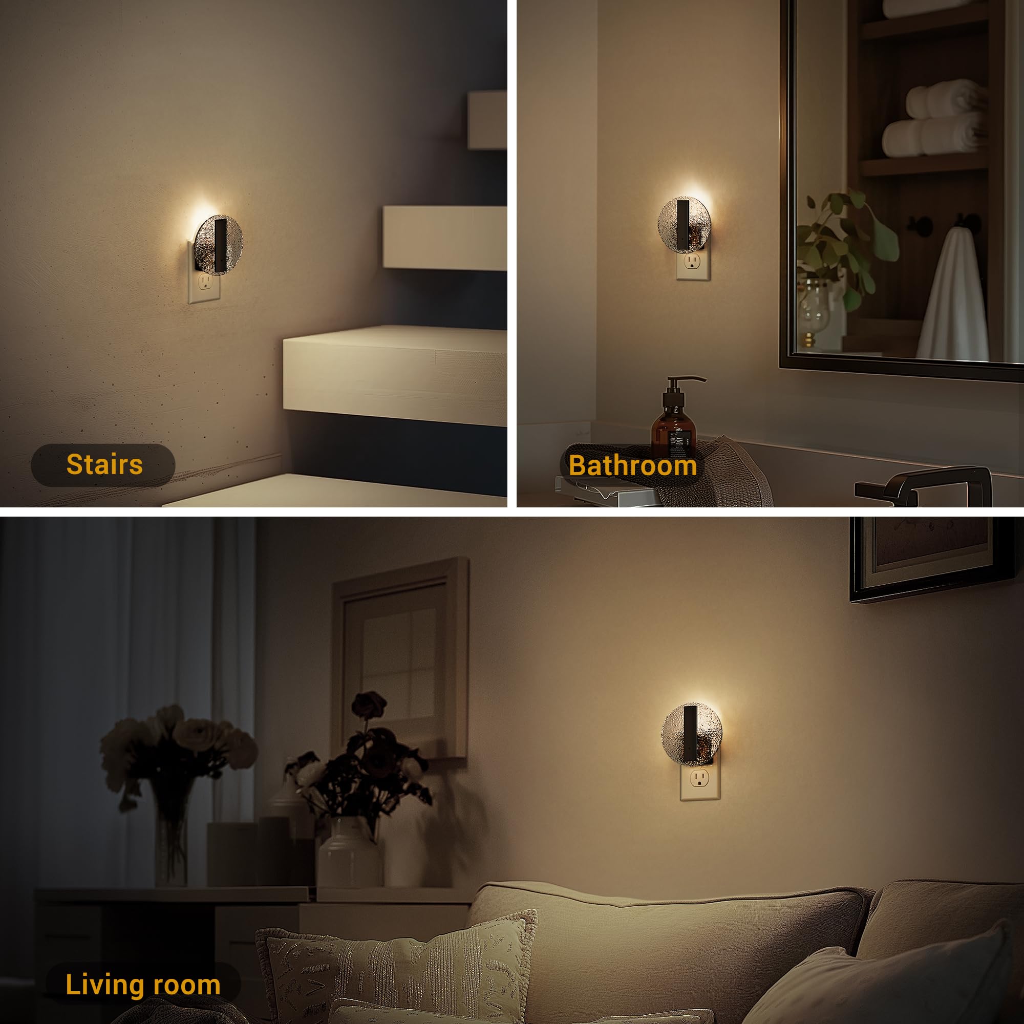 Jandcase Night Light, Led Night Lights Plug Into Wall, 3000K Warm White Nightlight With Dusk To Dawn Light Sensor, 0-100Lm Adjus
