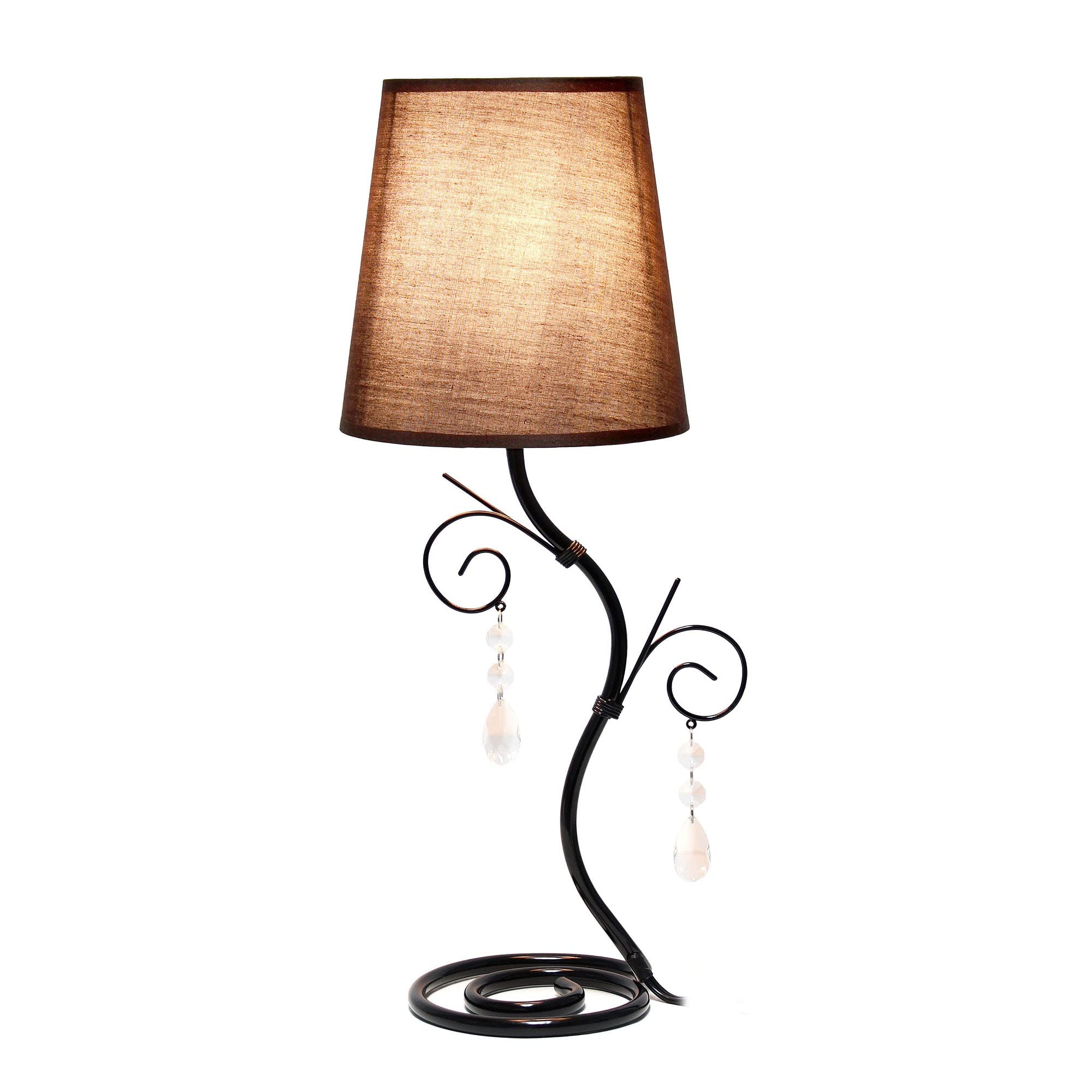 Creekwood Home 19&quot; Metal Winding Ivy Table Desk Lamp With Brown Fabric Shade, Black/Brown