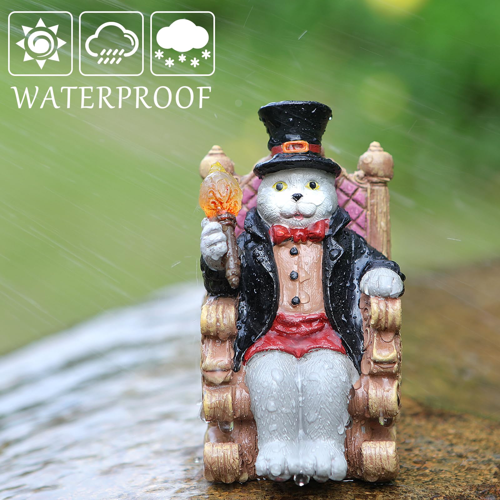 Solar Cat Garden Statues For Outside: Home Spring Decor With Magic Wand Lights Cat Clearance Garden Sculpture For Yard Art Lawn