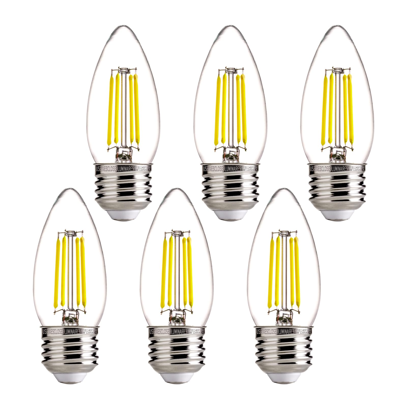 Alampever Dimmable 6-Pack B11 Candelabra Led Light Bulb, 60W Led Chandelier Light Bulb, E26 Base, 5000K Daylight, 550Lm