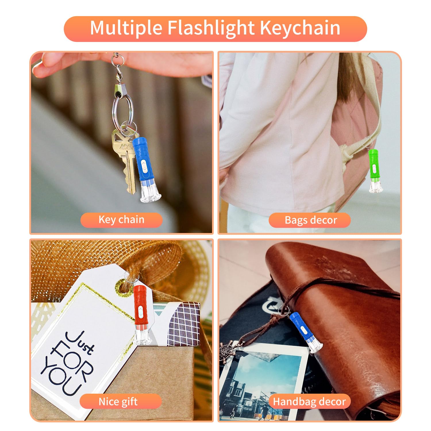 SVICCOOKQ Mini Flashlight Keychain - 100 Pieces LED Torch - Assorted Colors - Perfect for Hiking, Camping, Halloween Party Favors
