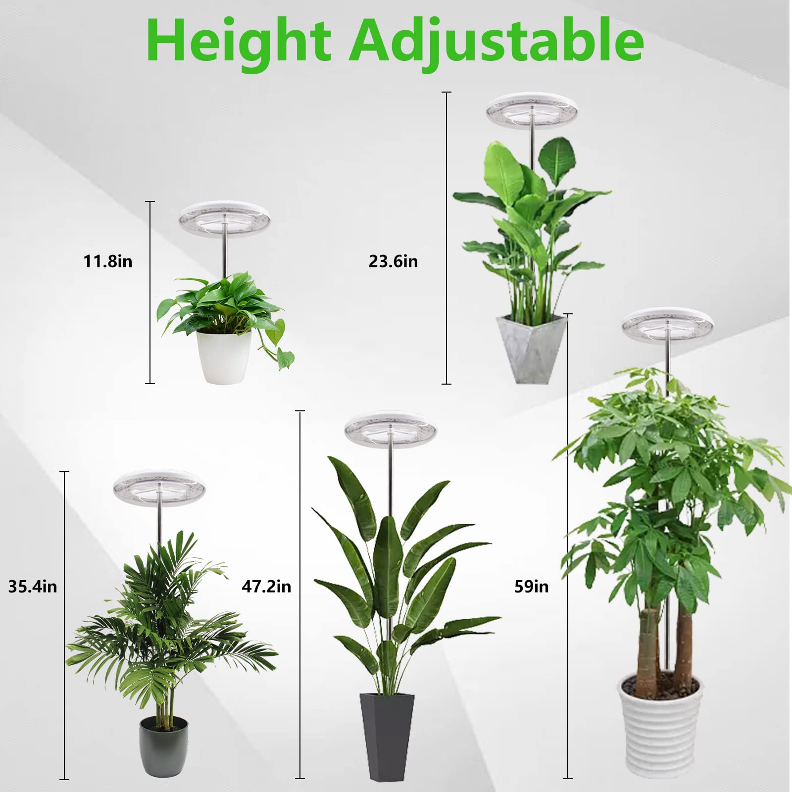 Probapro Plant Grow Light,72 LEDs Grow Light for Indoor Plants,5000K Full Spectrum Plant Light,10-Level Dimmable,Auto ON & Off T