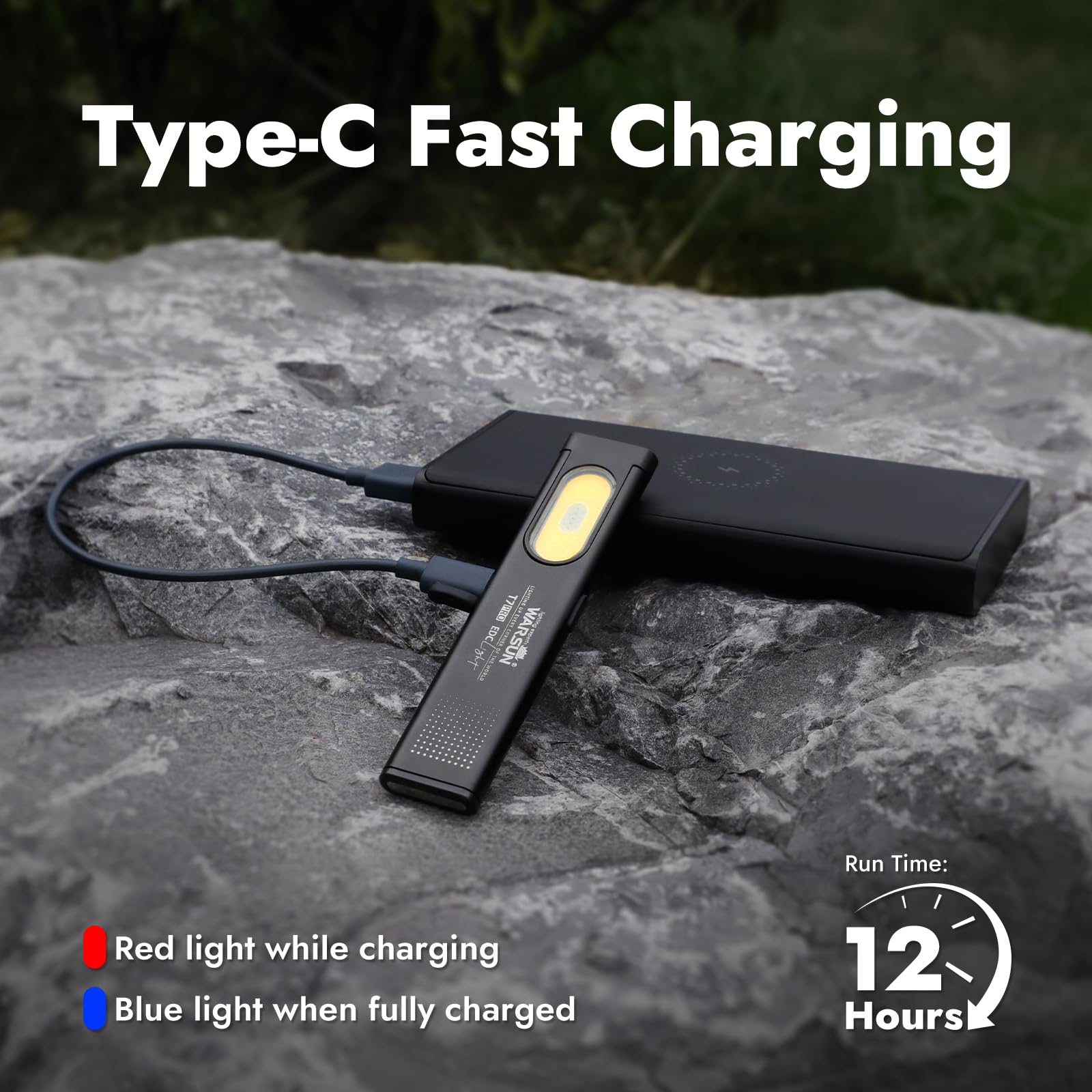 Warsun Compact Multi-Mode Pocket Led Flashlight - 675Lm  Usb-C Rechargeable  Ipx4  Dual Material  Red/Blue Strobe  For Everyday Carry & Travel
