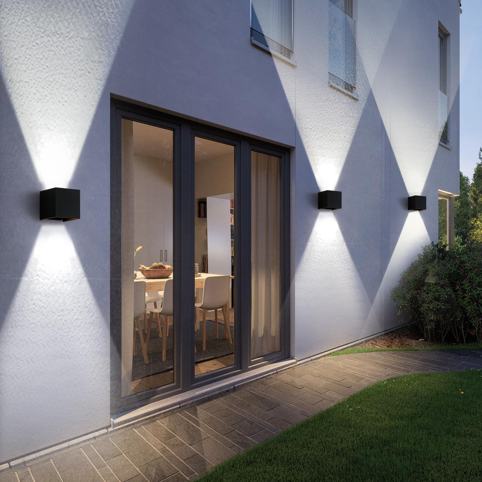 Scpitw 20W Waterproof Outdoor Wall Light, Adjustable Beam, 6500K, 2 Pack - Modern Design